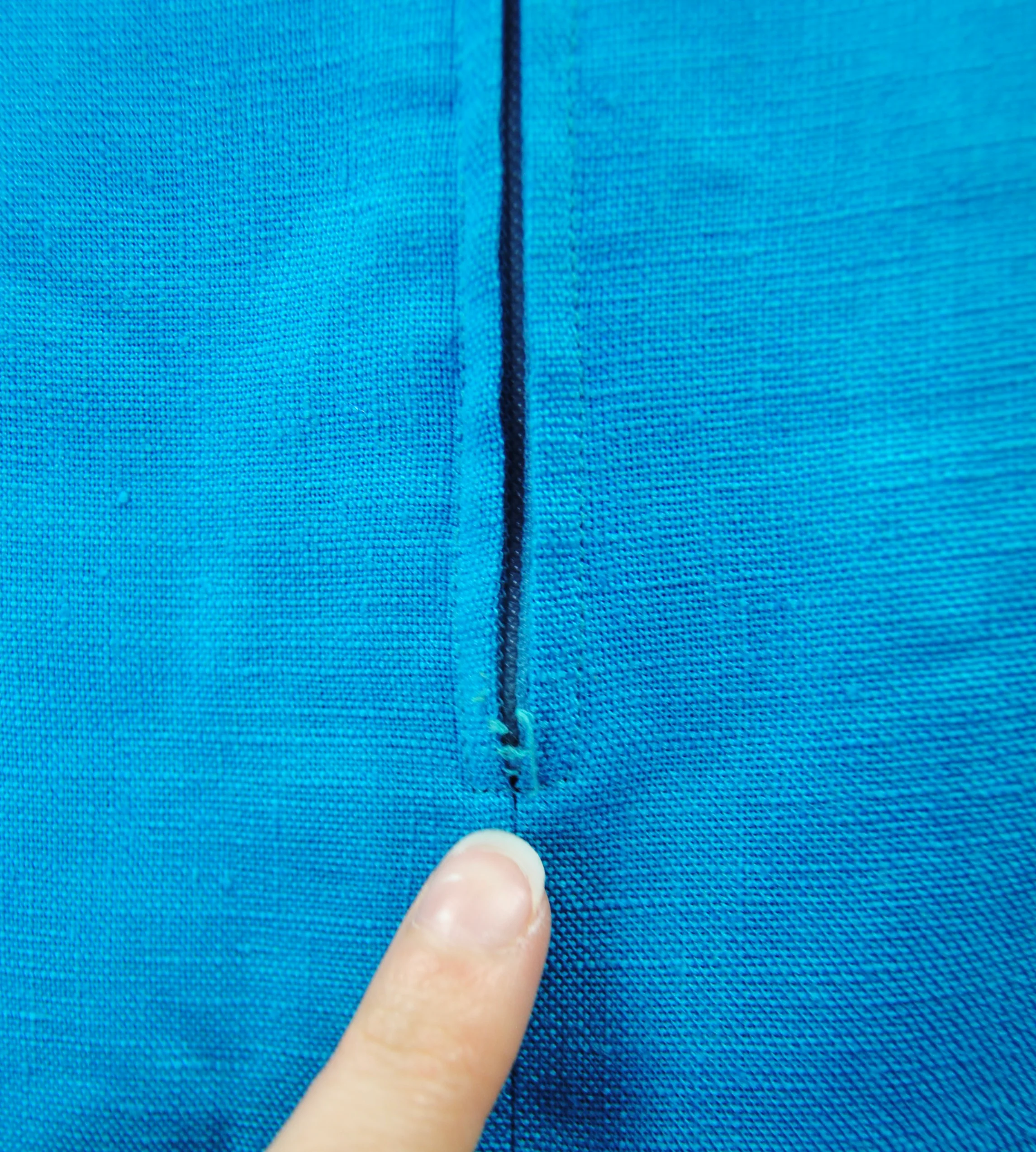 50s/60s Bright Blue Linen Dress With Chartruese Details By Anne Fogarty - Image 13