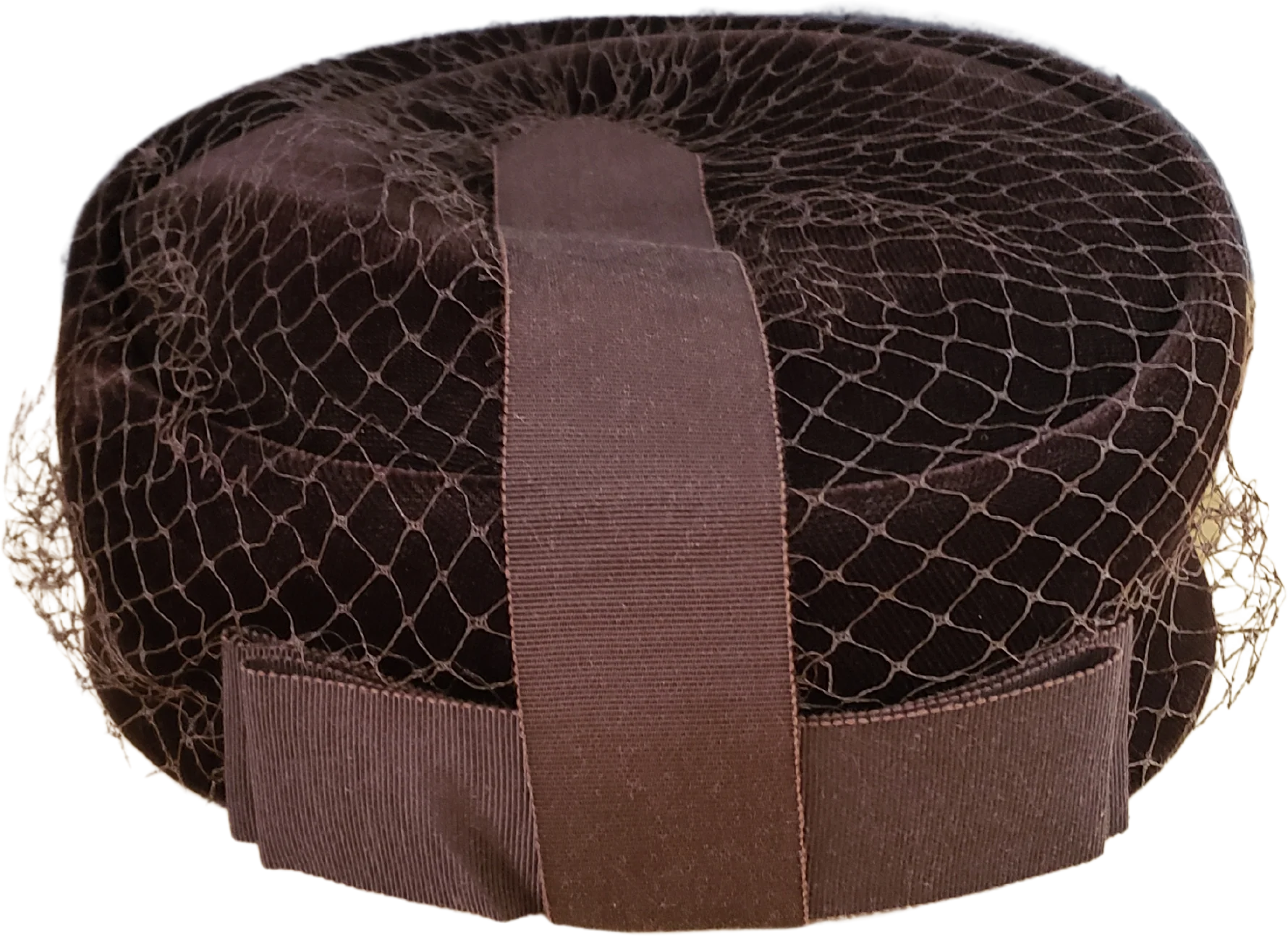 50s/60s Brown Velvet Pillbox Hat - Image 2