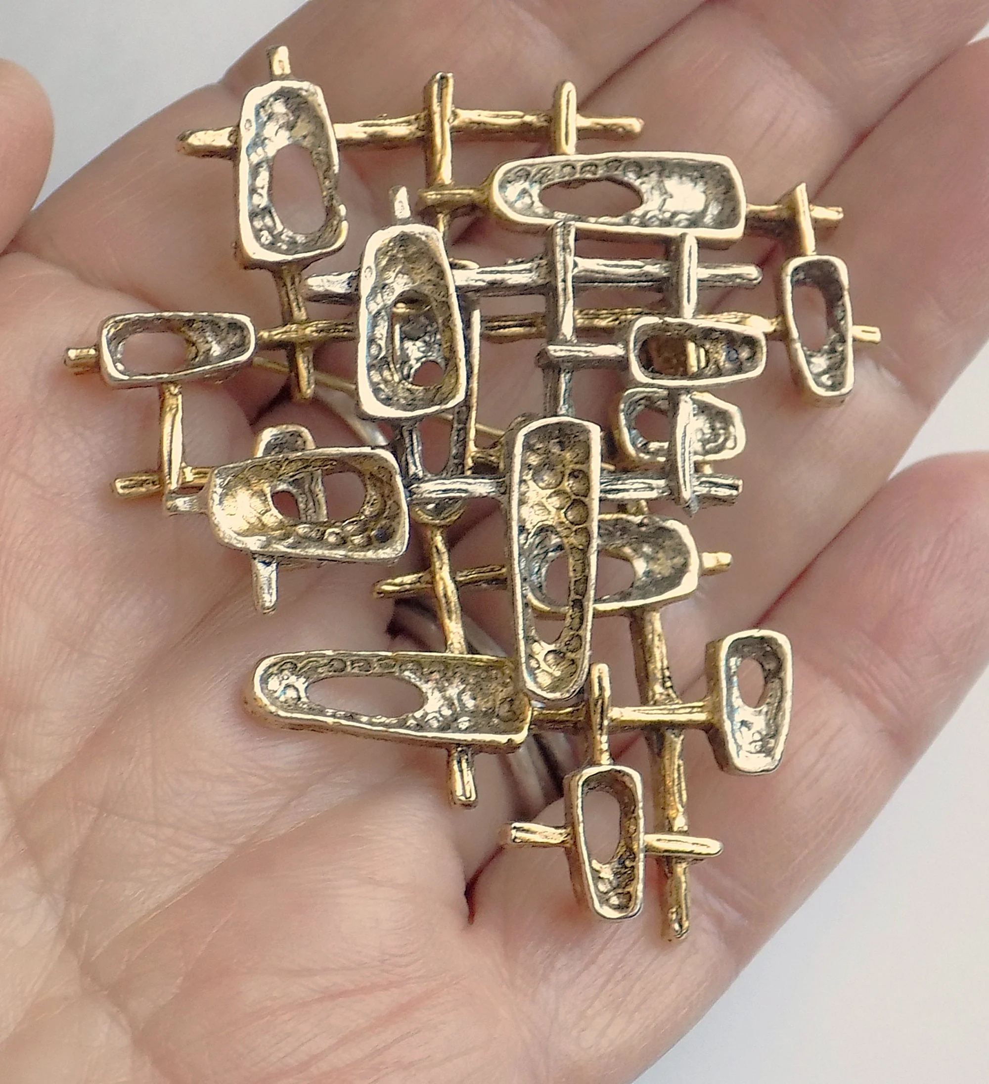 50s 60s Brutalist Atomic Brooch Pin by Arthur Pepper Art Signed Gold and Silver Tone 2. 5" X 2. 25 " - Image 2