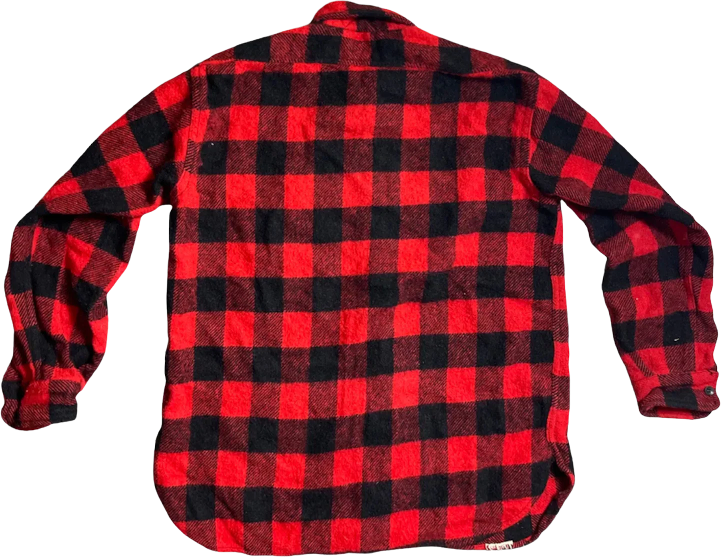 50s/60s Buffalo Plaid Wool Flannel Shacket Worn Wear By Workmaster Spiegel - Image 2