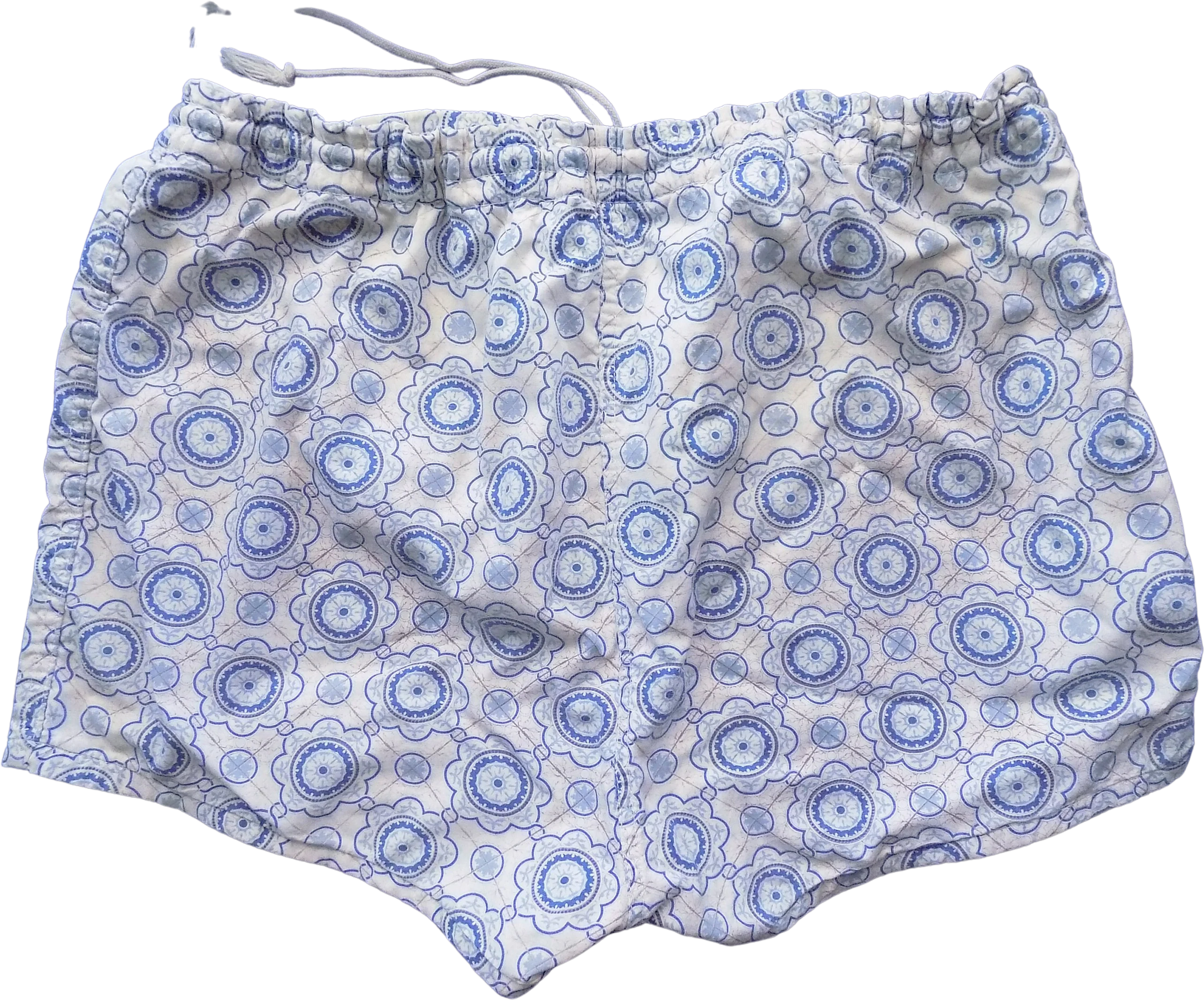 50s 60s Bvd Cotton Lined Swimming Trunks Blue and White Tile Design by Bvd
