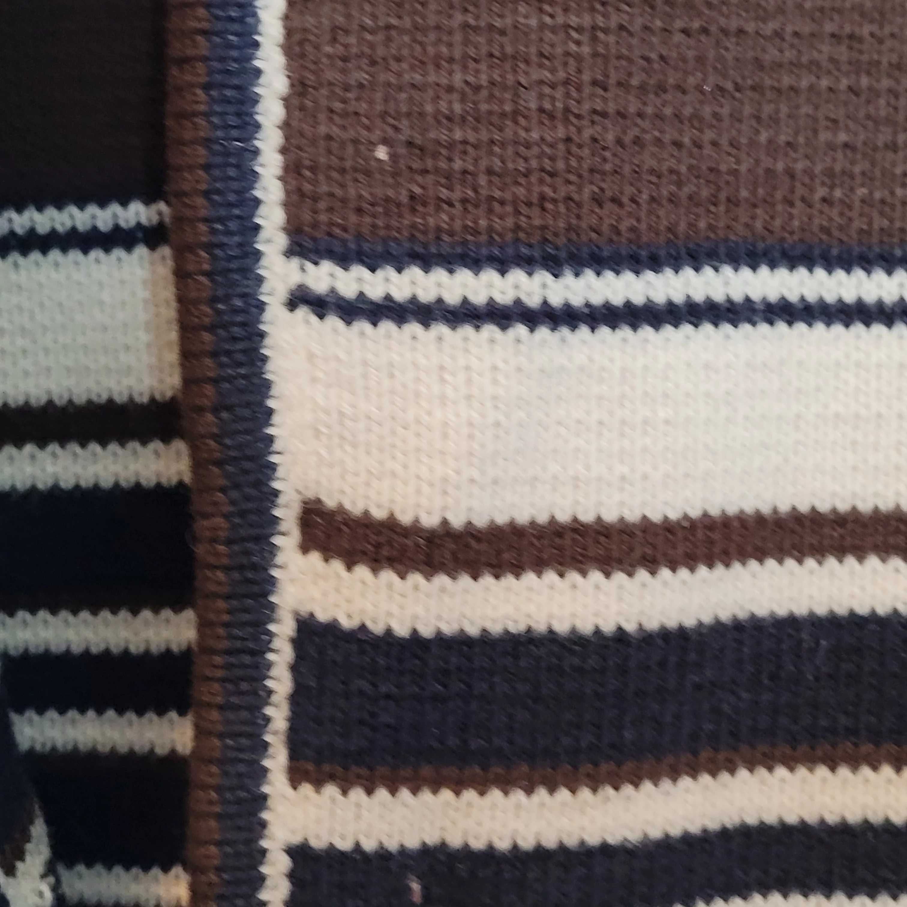 50s/60s Cardigan Brown Cream Stripes Collared Hand Loomed - Image 6