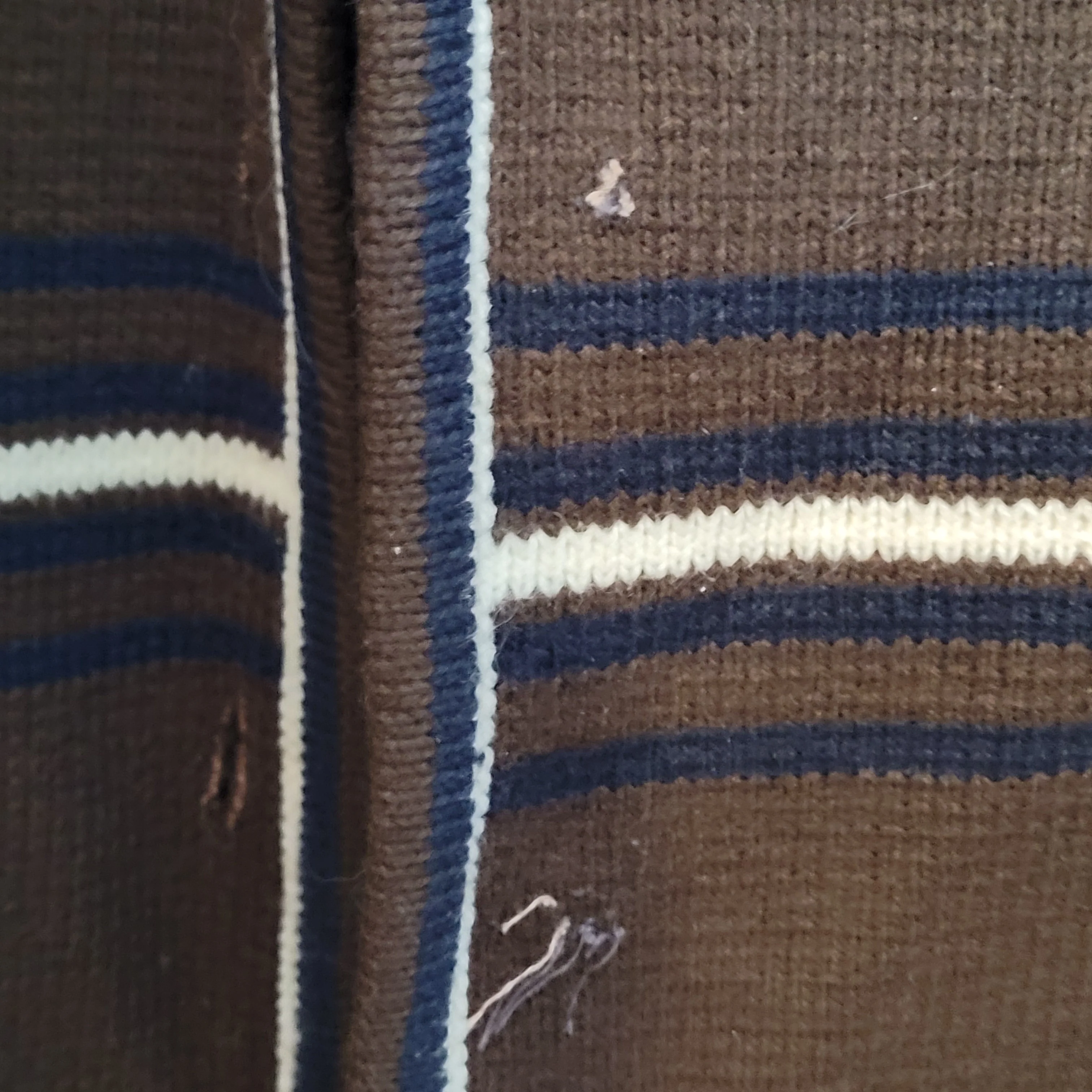 50s/60s Cardigan Brown Cream Stripes Collared Hand Loomed - Image 7