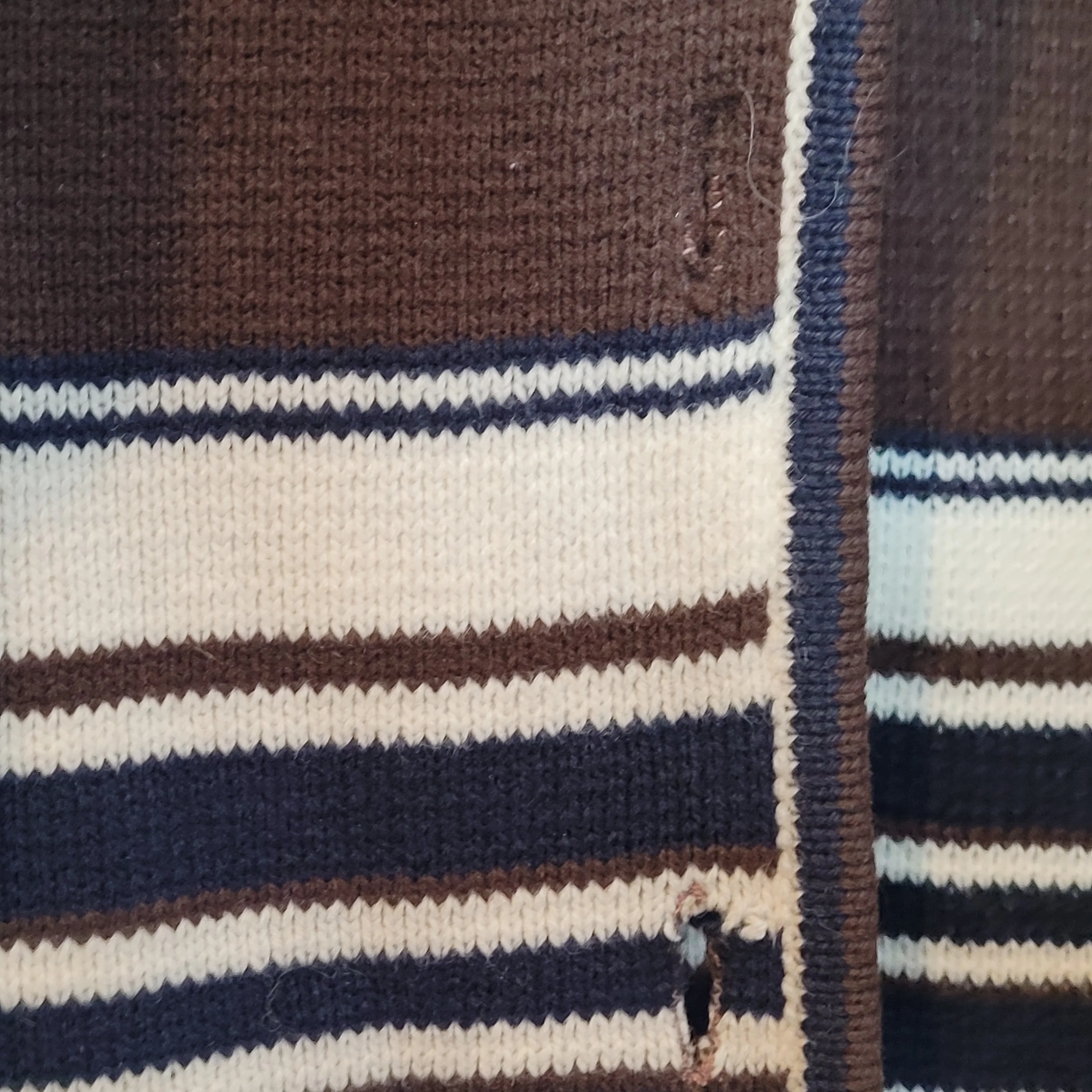 50s/60s Cardigan Brown Cream Stripes Collared Hand Loomed - Image 8