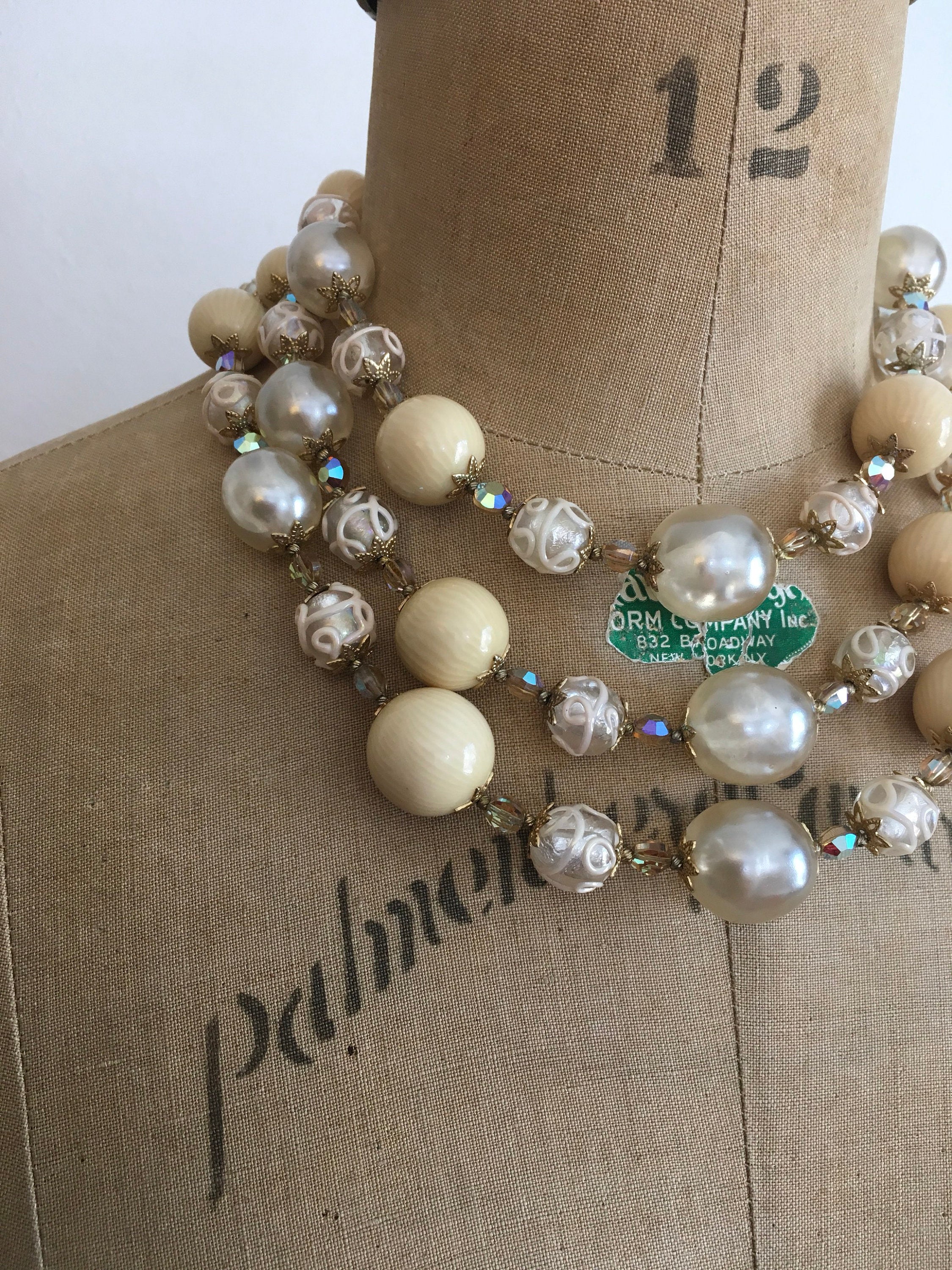 50's/60's Champagne Multi Strand Aurora Borealis Crystal Necklace by Vendome - Image 4