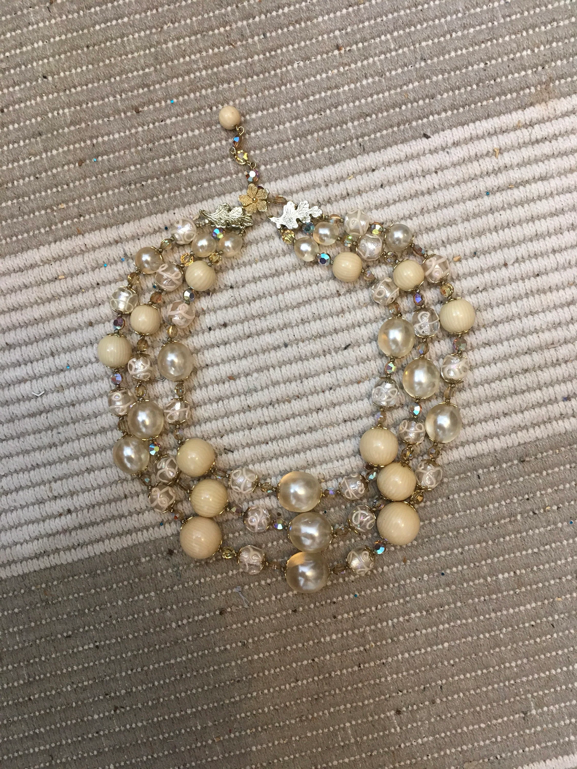 50's/60's Champagne Multi Strand Aurora Borealis Crystal Necklace by Vendome - Image 6