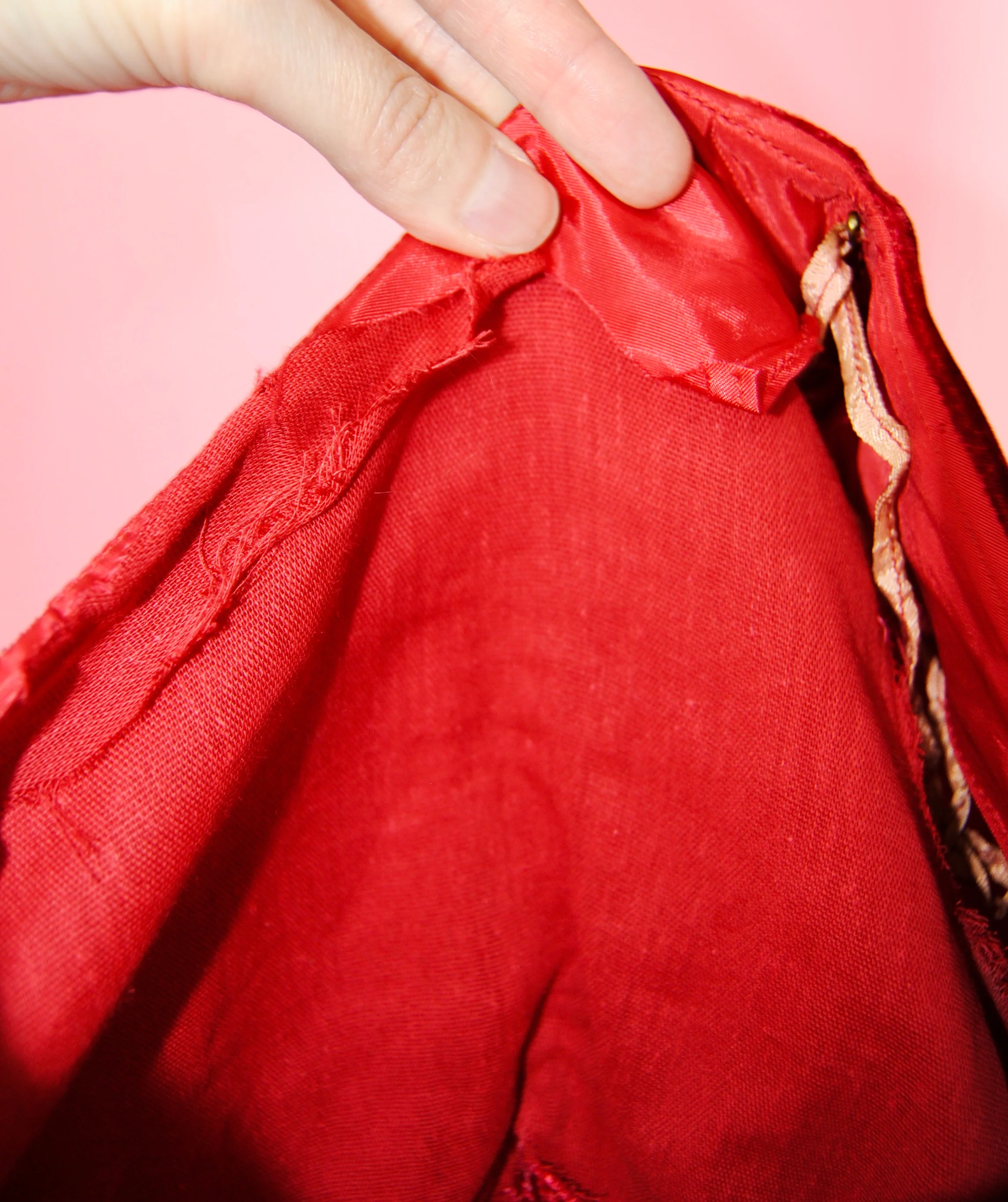 50s/60s Crushed Red Velvet Cocktail Holiday Dress - Image 15