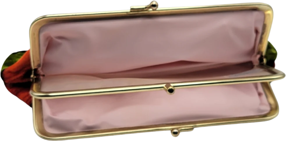 50s/60s Deadstock Rose Velvet Clutch - Image 2