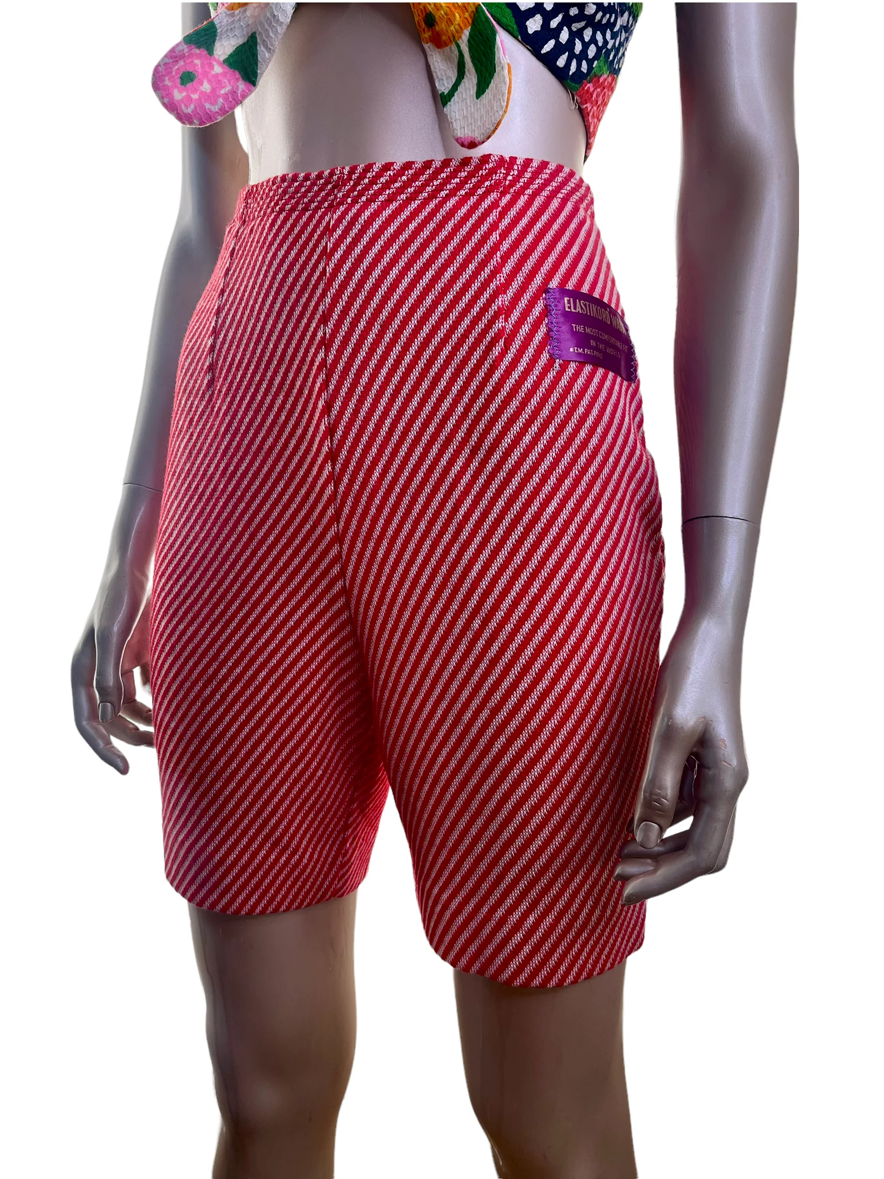 50s/60s Deadstock Striped Knit High Rise Shorts By Koret of California - Image 3