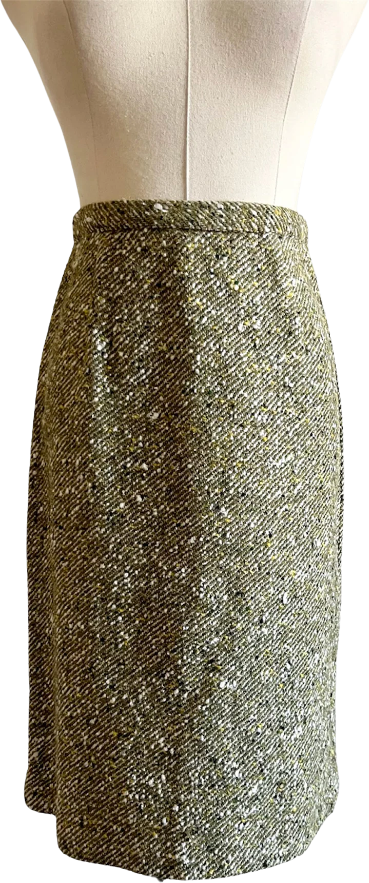 50s/60s Earthy Green Tweed Wood Pencil Skirt Union Made