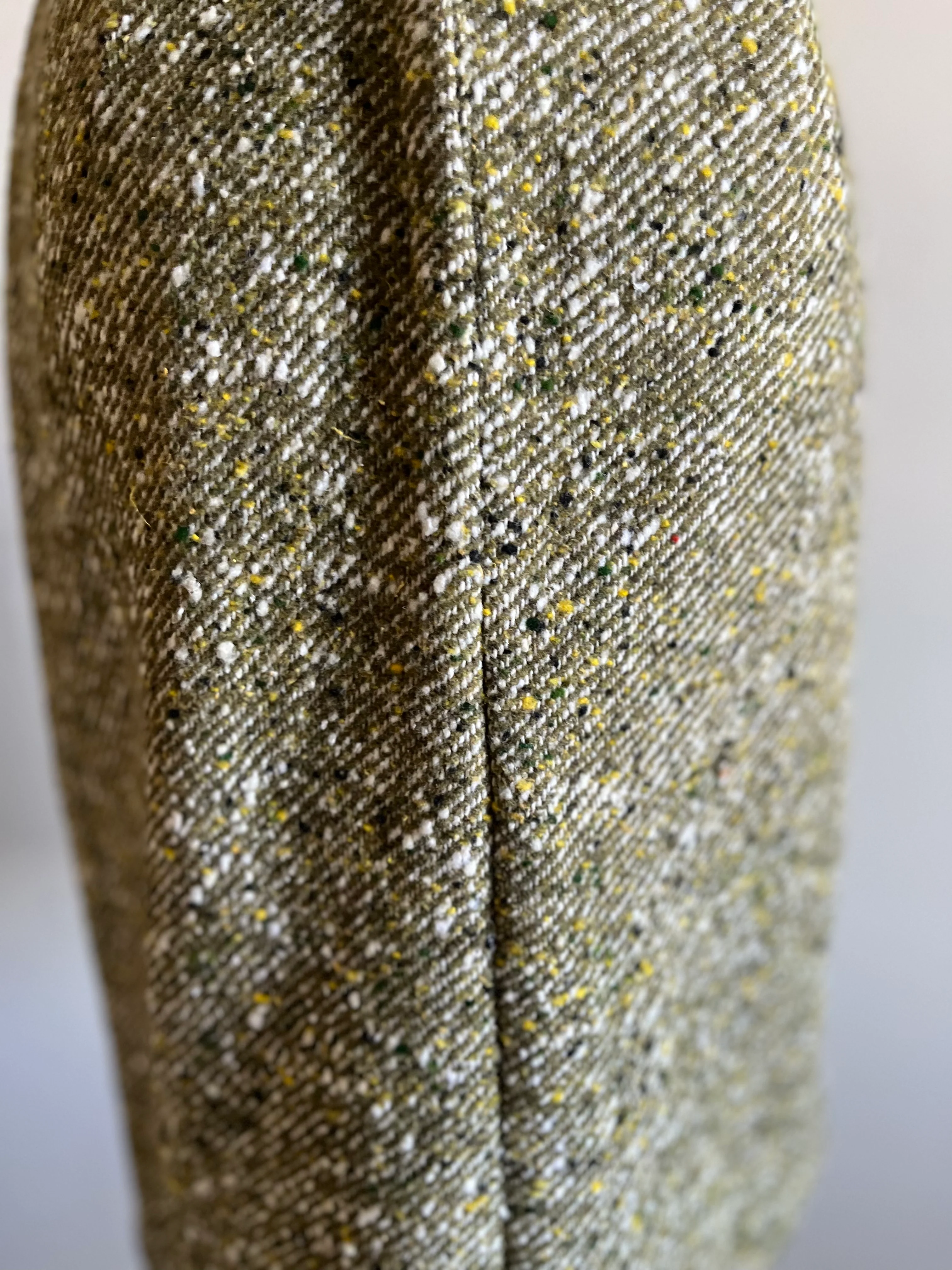 50s/60s Earthy Green Tweed Wood Pencil Skirt Union Made - Image 4