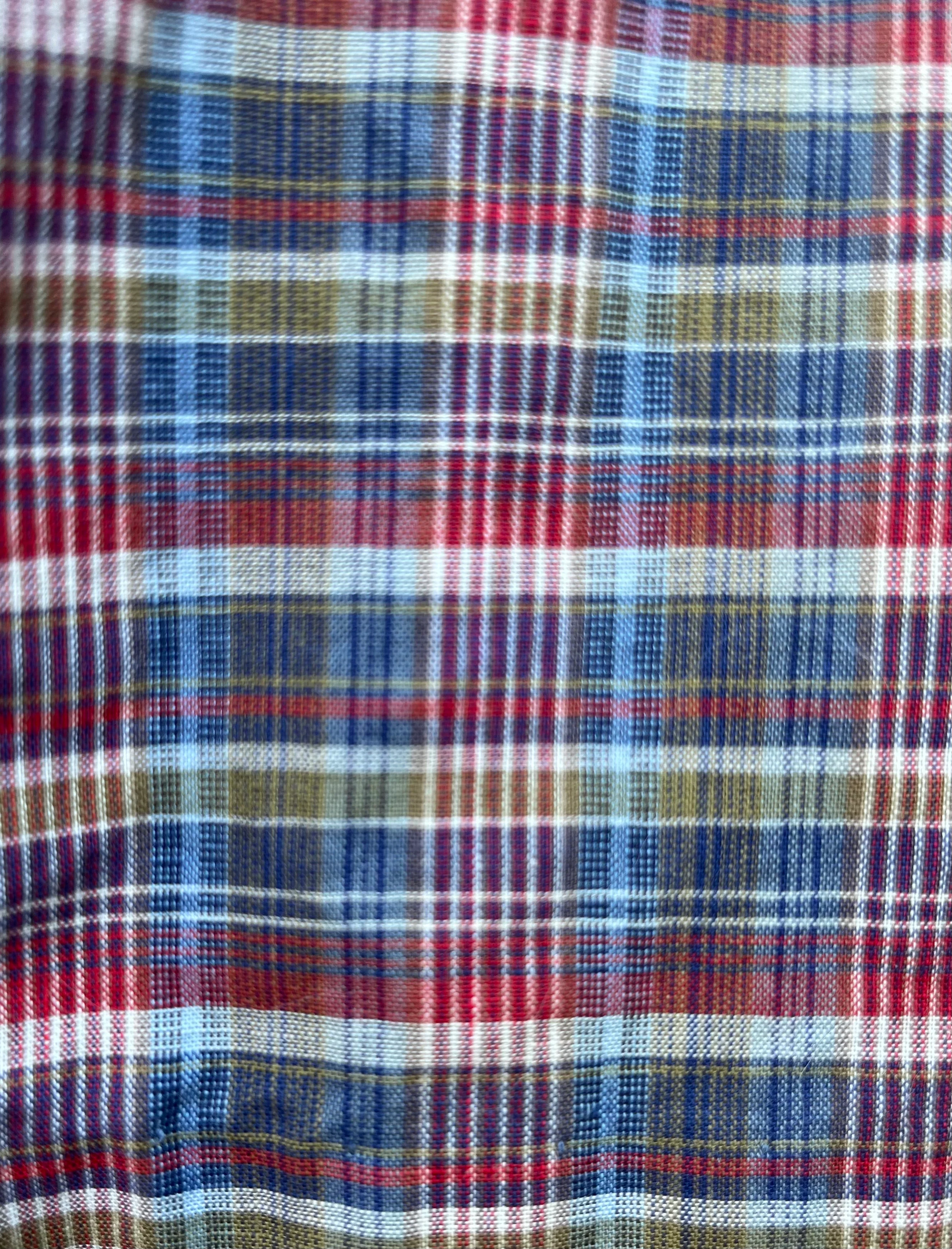 50s/60s Faded Madras Plaid Shirtwaist Dress By Serbin - Image 9