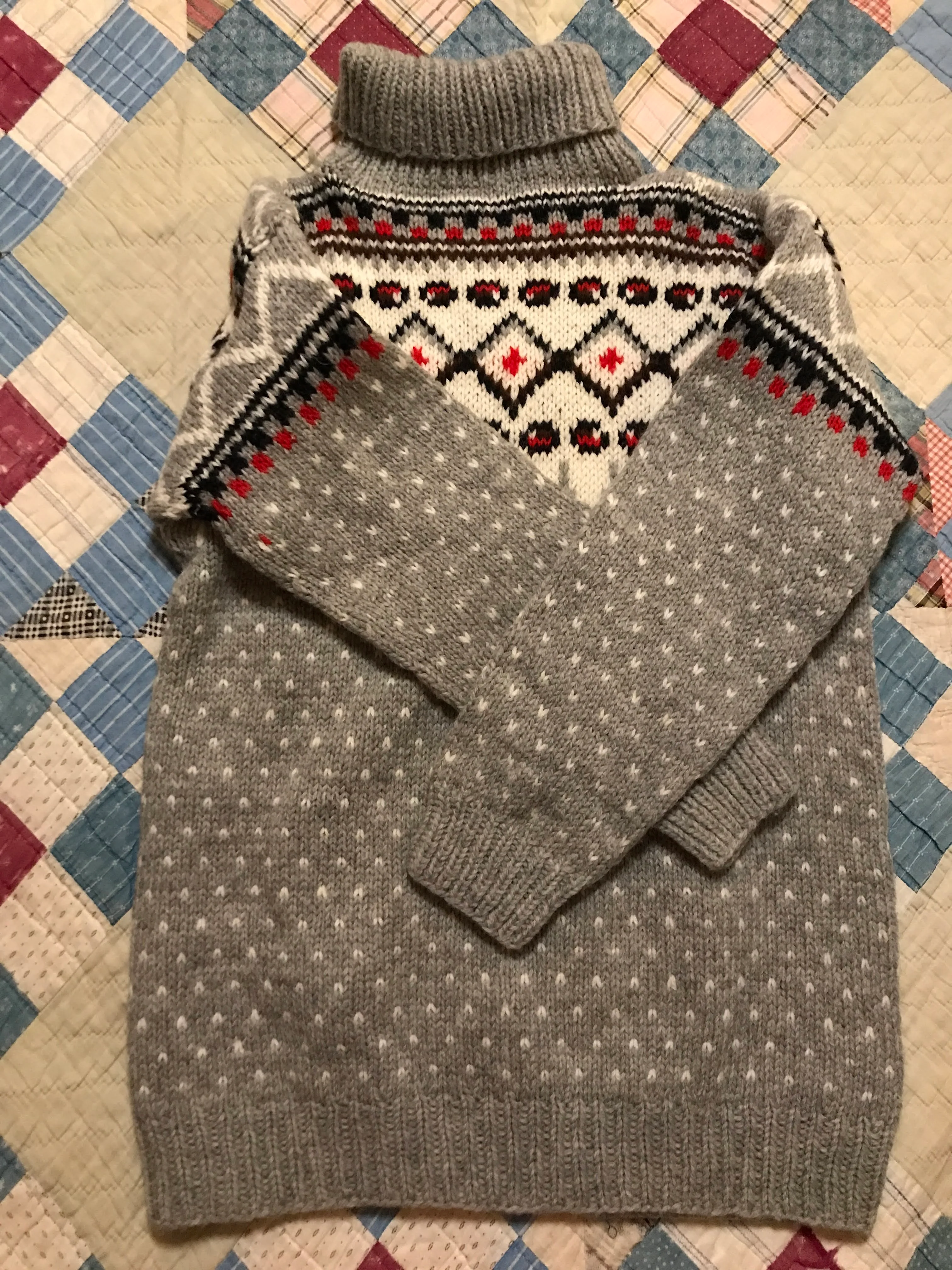 50s/60s Fair Isle Turtleneck Chunky Knit Fisherman Sweater - Image 8