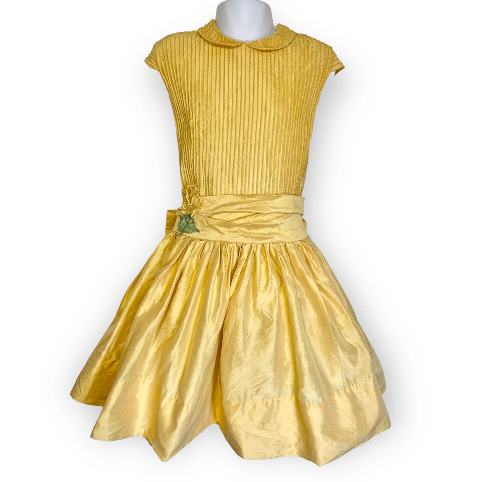 50s/60s Girls' Yellow Rose Fit And Flare Dress By Elena Diran - Image 11