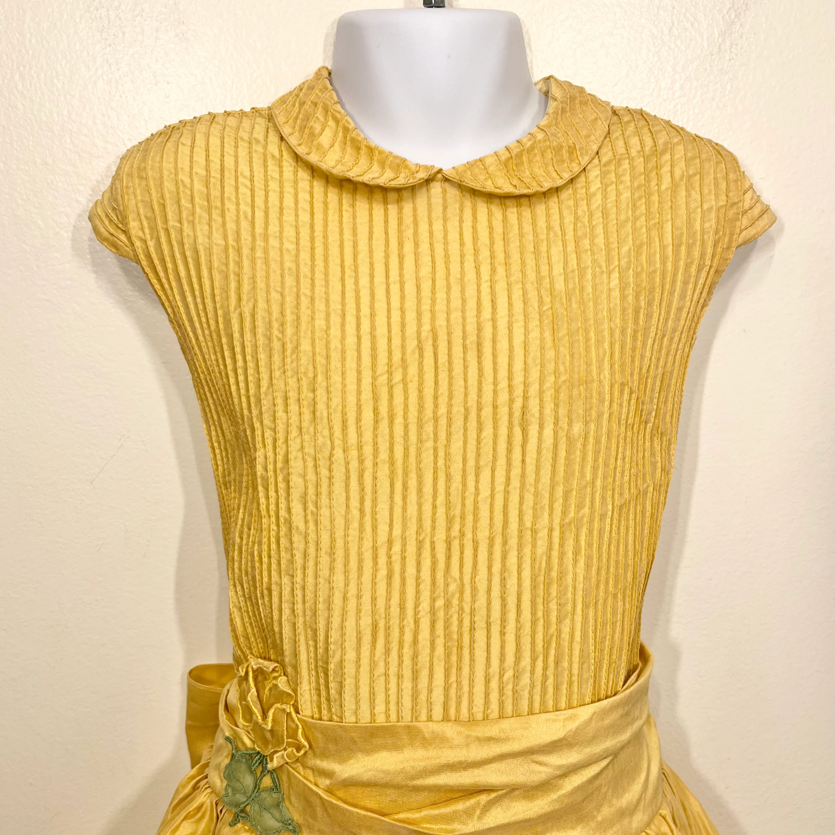 50s/60s Girls' Yellow Rose Fit And Flare Dress By Elena Diran - Image 3
