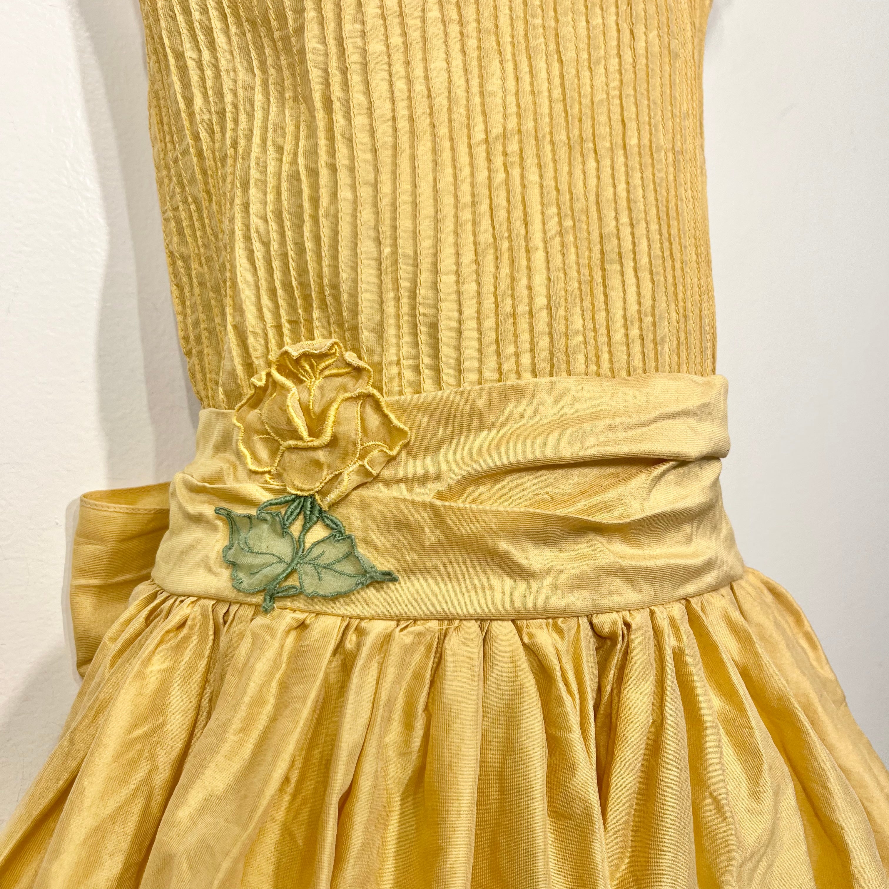 50s/60s Girls' Yellow Rose Fit And Flare Dress By Elena Diran - Image 4