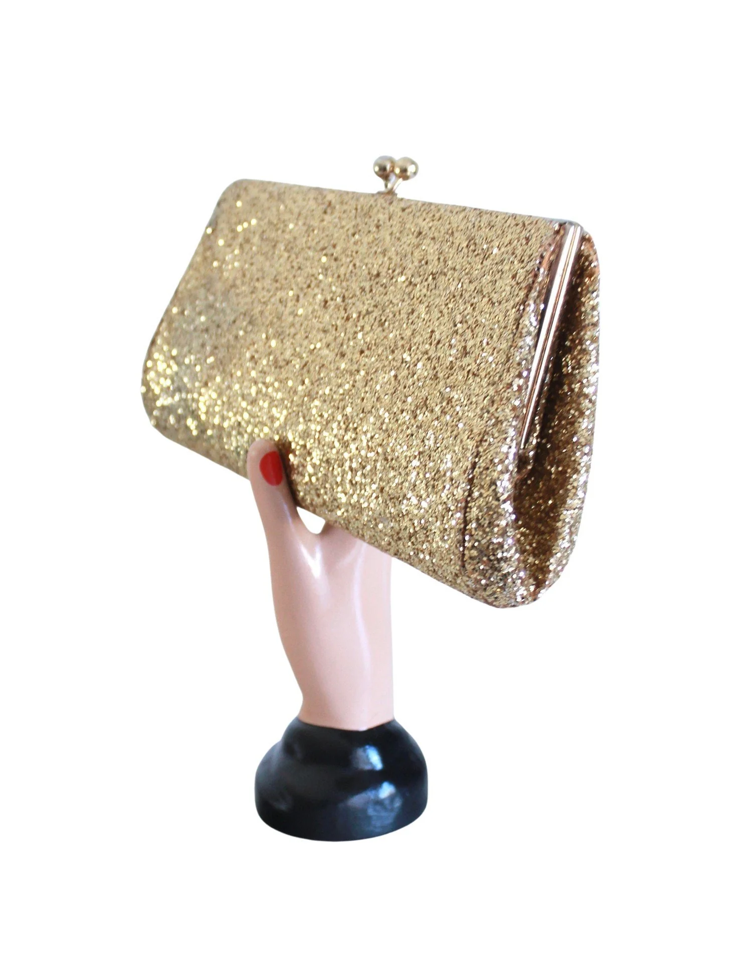 50s/60s Gold Glitter Clutch Purse - Image 4