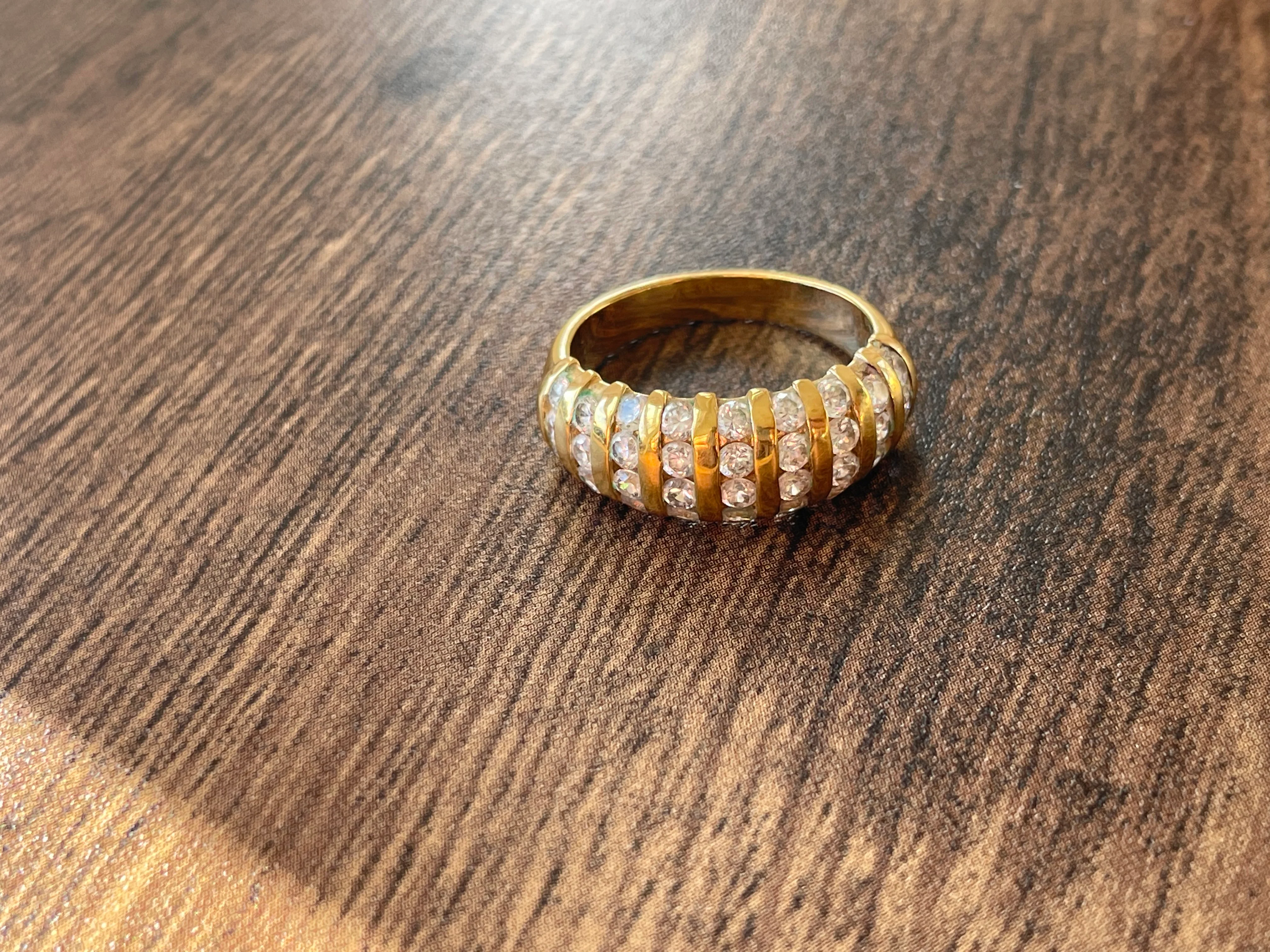 50s/60s Gold Vermeil And Cz Thick Ring Band - Image 3