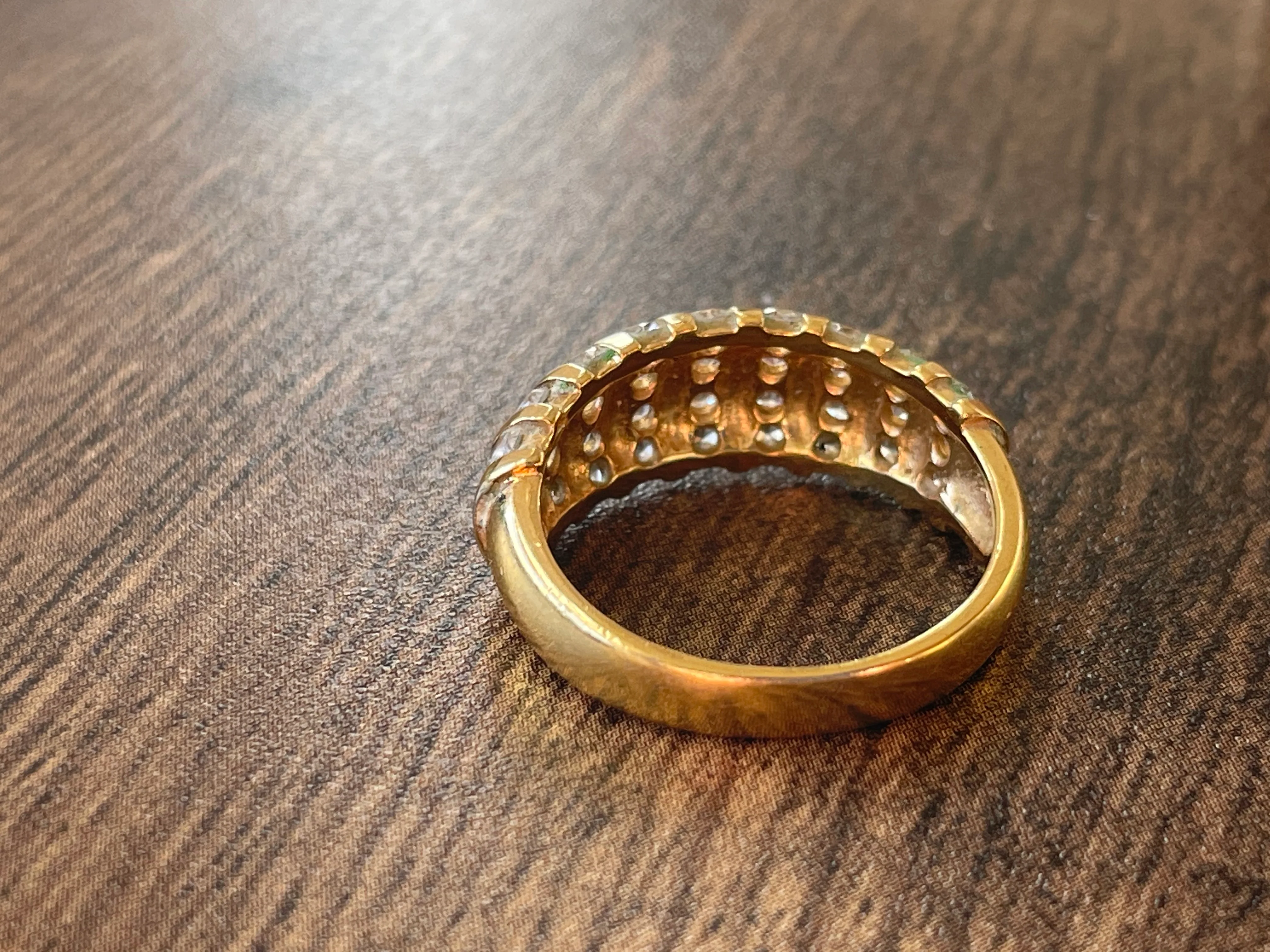 50s/60s Gold Vermeil And Cz Thick Ring Band - Image 4