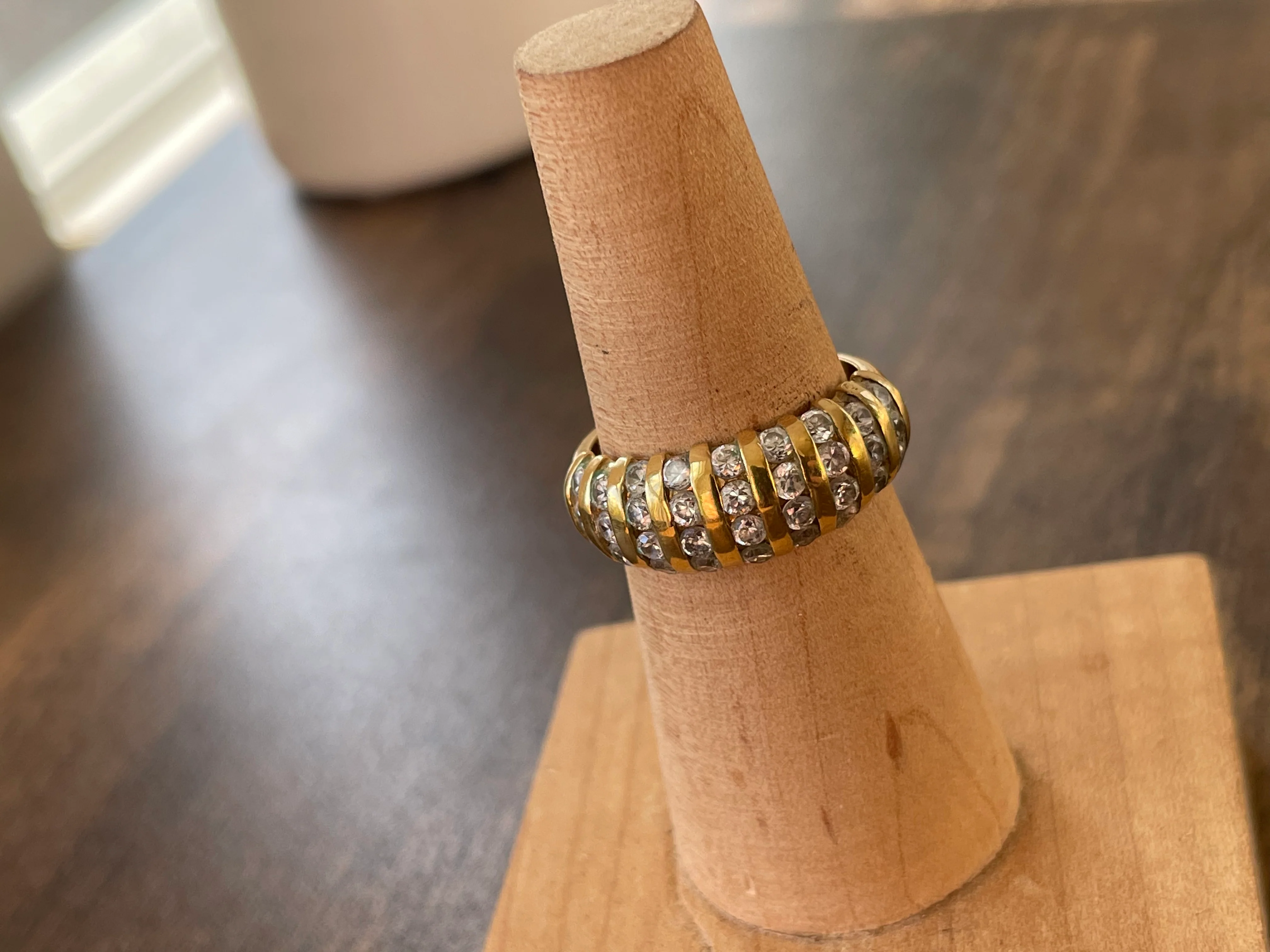50s/60s Gold Vermeil And Cz Thick Ring Band - Image 7