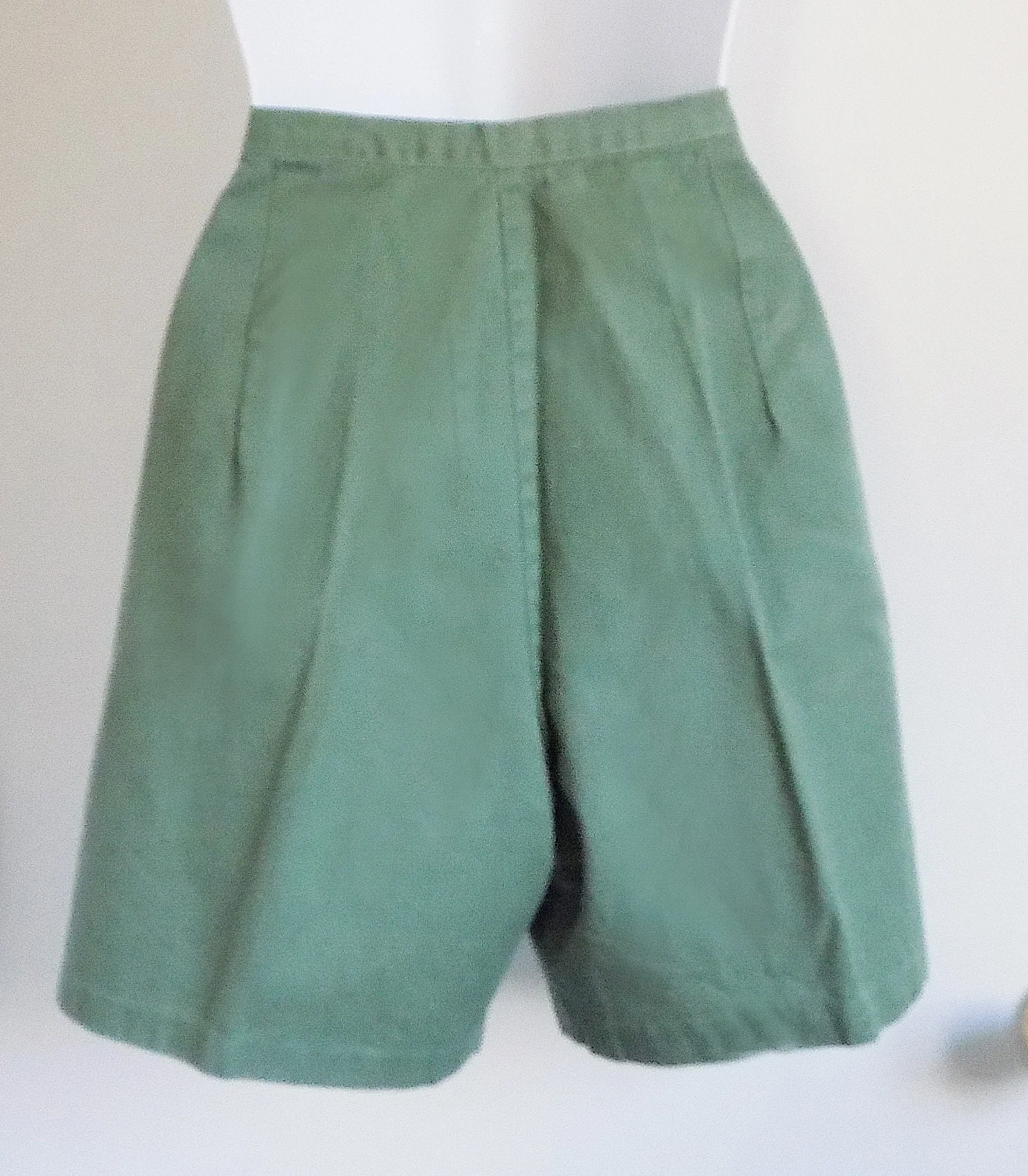 50s-60s Green Cotton Twill Shorts Atomic Side Metal Zipper Khaki No Pocket 28" Waist M No Label No Flaws - Image 2