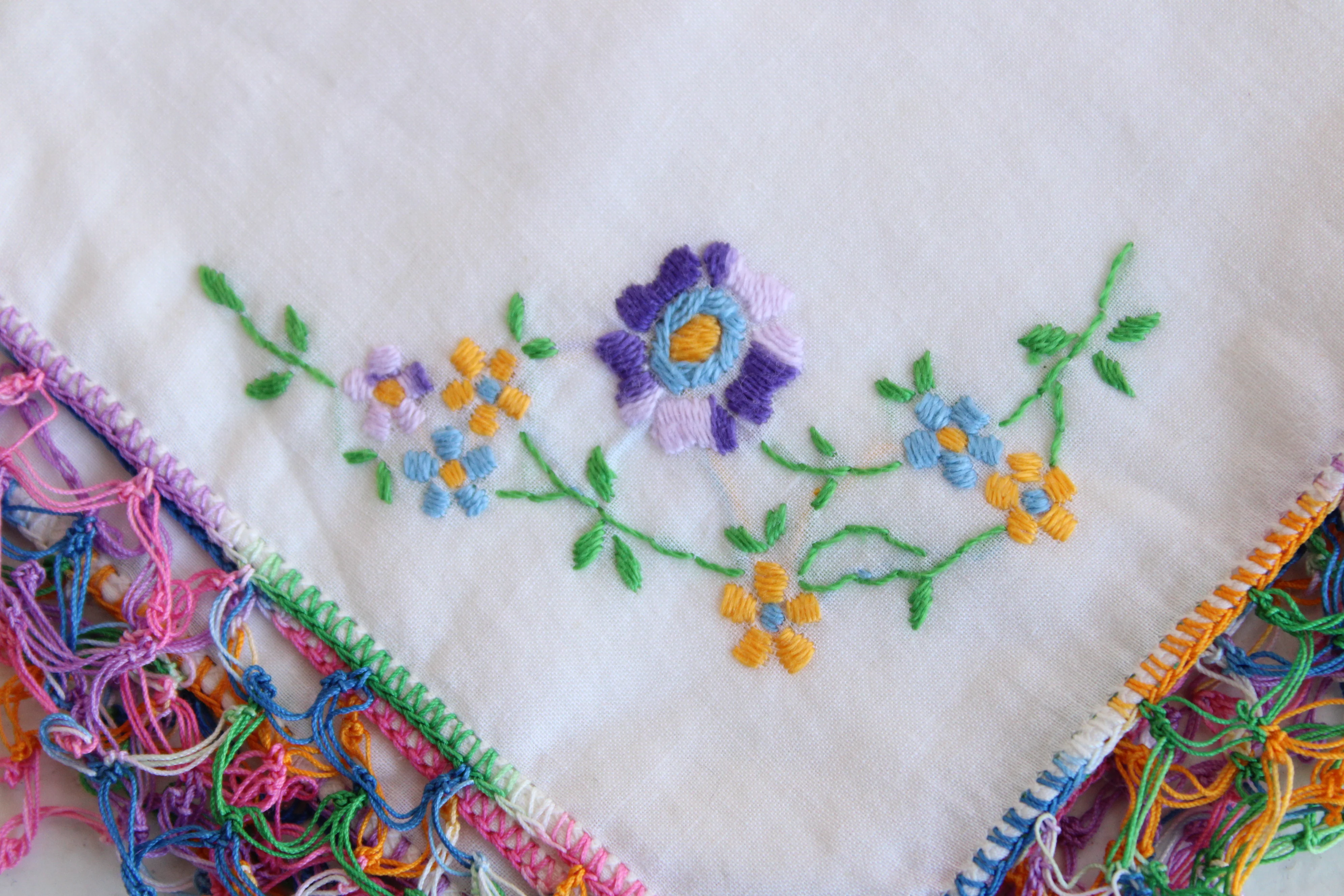 50s/60s Handkerchief With Rainbow Crochet Trim - Image 4