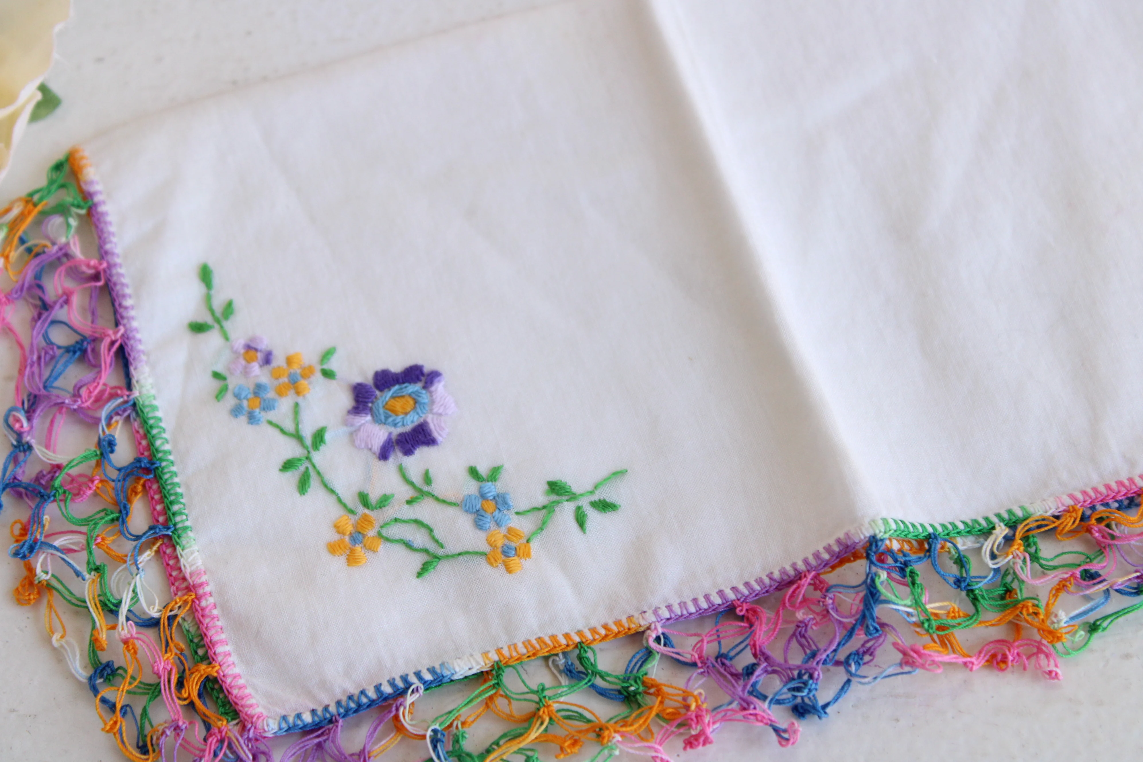 50s/60s Handkerchief With Rainbow Crochet Trim - Image 7