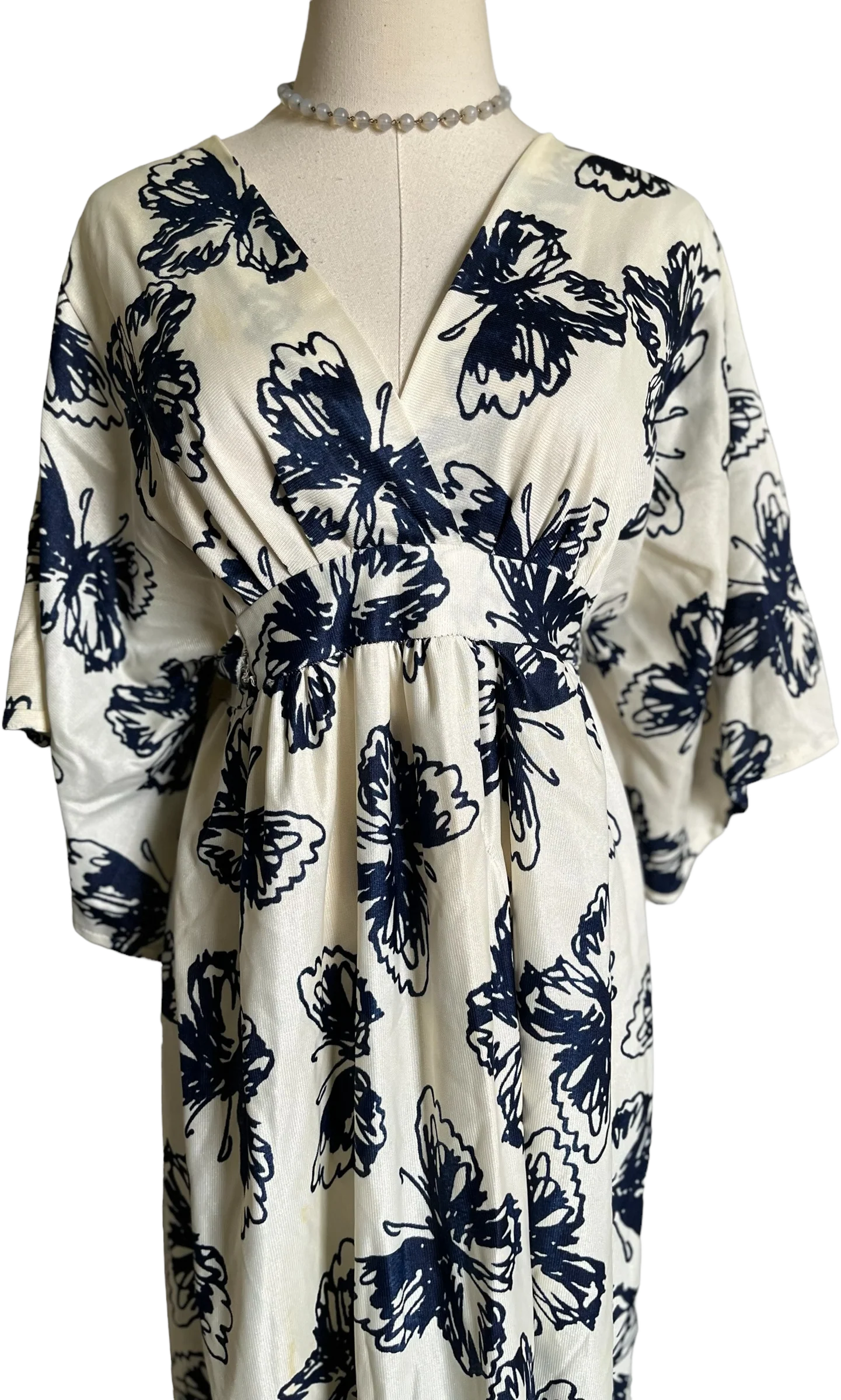 50s/60s Homemade Butterfly Print Empirewaist Dress