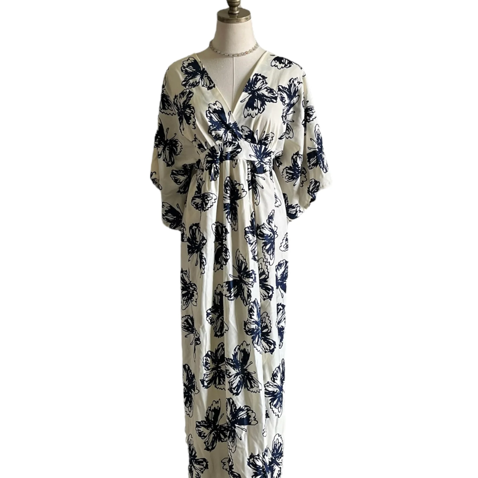 50s/60s Homemade Butterfly Print Empirewaist Dress - Image 11