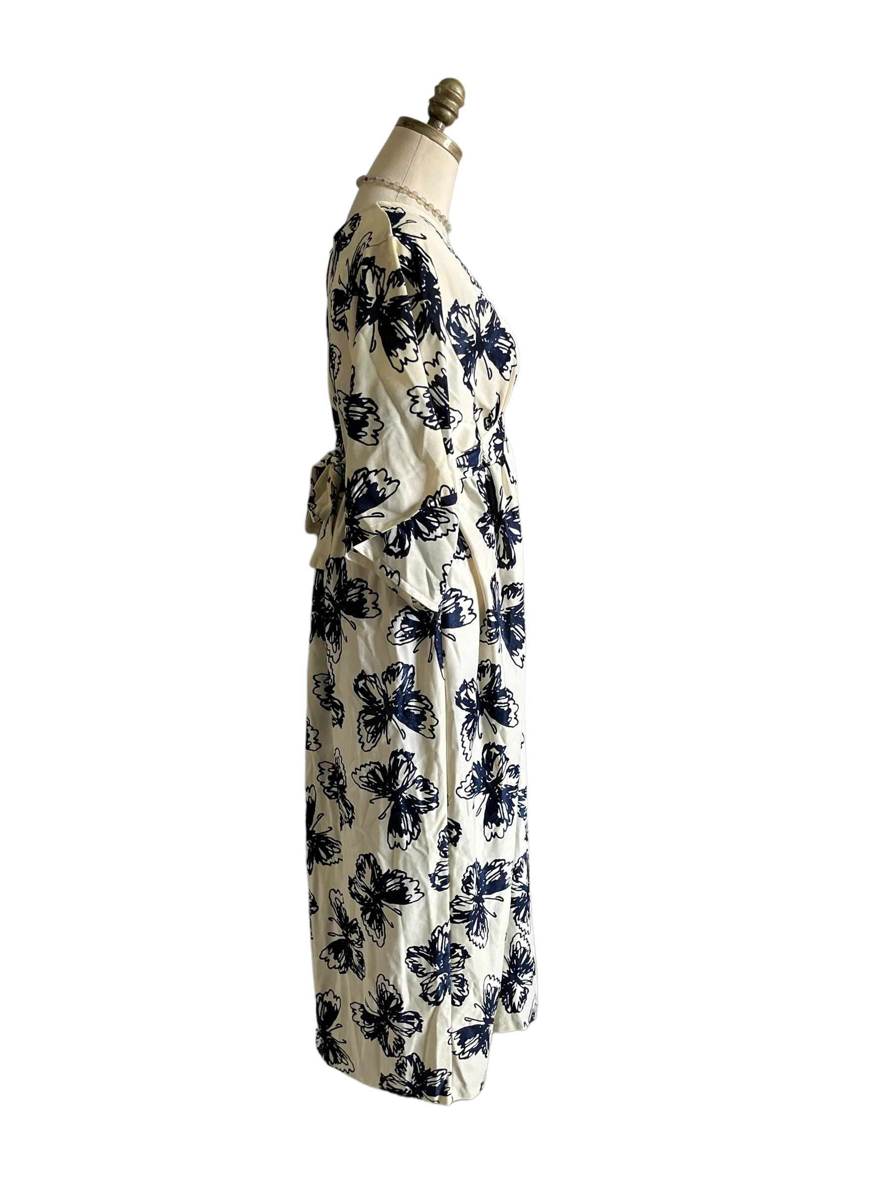 50s/60s Homemade Butterfly Print Empirewaist Dress - Image 13