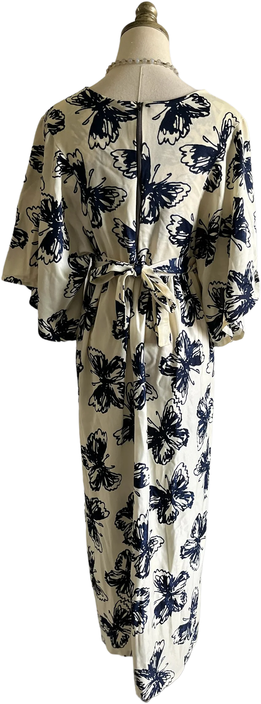 50s/60s Homemade Butterfly Print Empirewaist Dress - Image 2