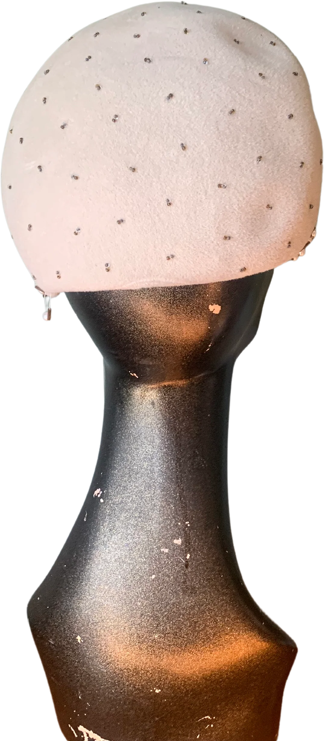 50s/60s Ivory Wool Felt Fur Cloche Hat Pearls And Beading By Pinehurst Fifth Ave - Image 2