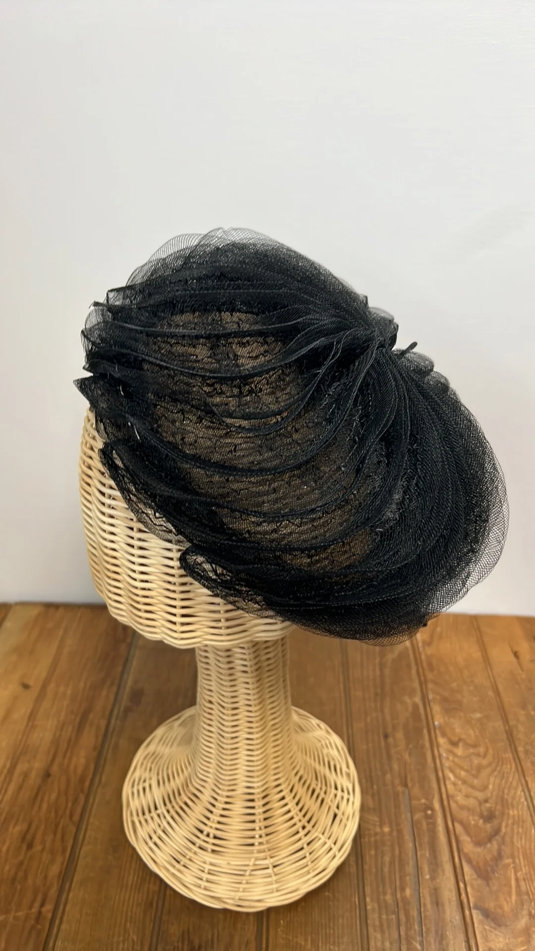 50s/60s Ladies Cocktail Hat Black - Image 3