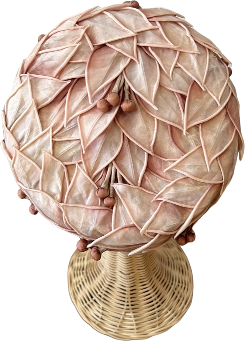 50s/60s Leaves Pink Floal Pillbox Hat - Image 2