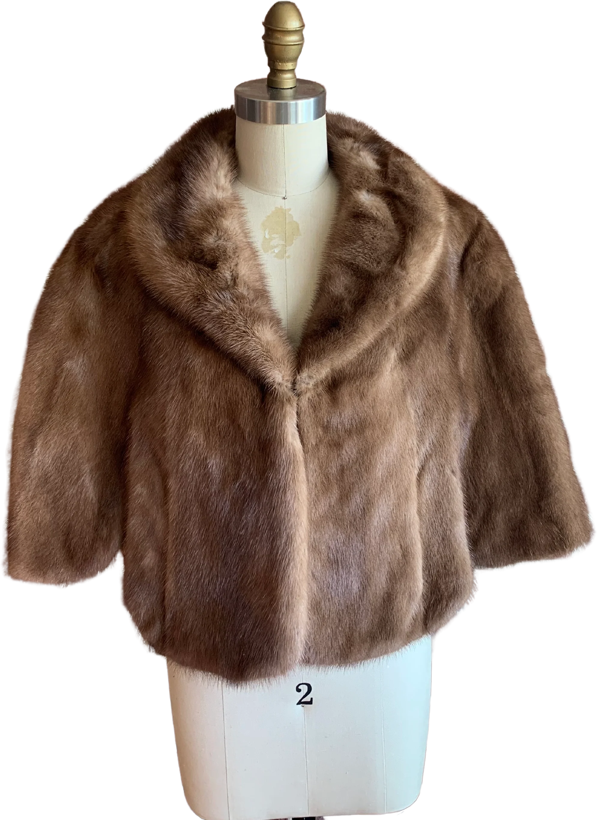 50s/60s Light Brown Bridal Wedding Mink Fur Cape Stole