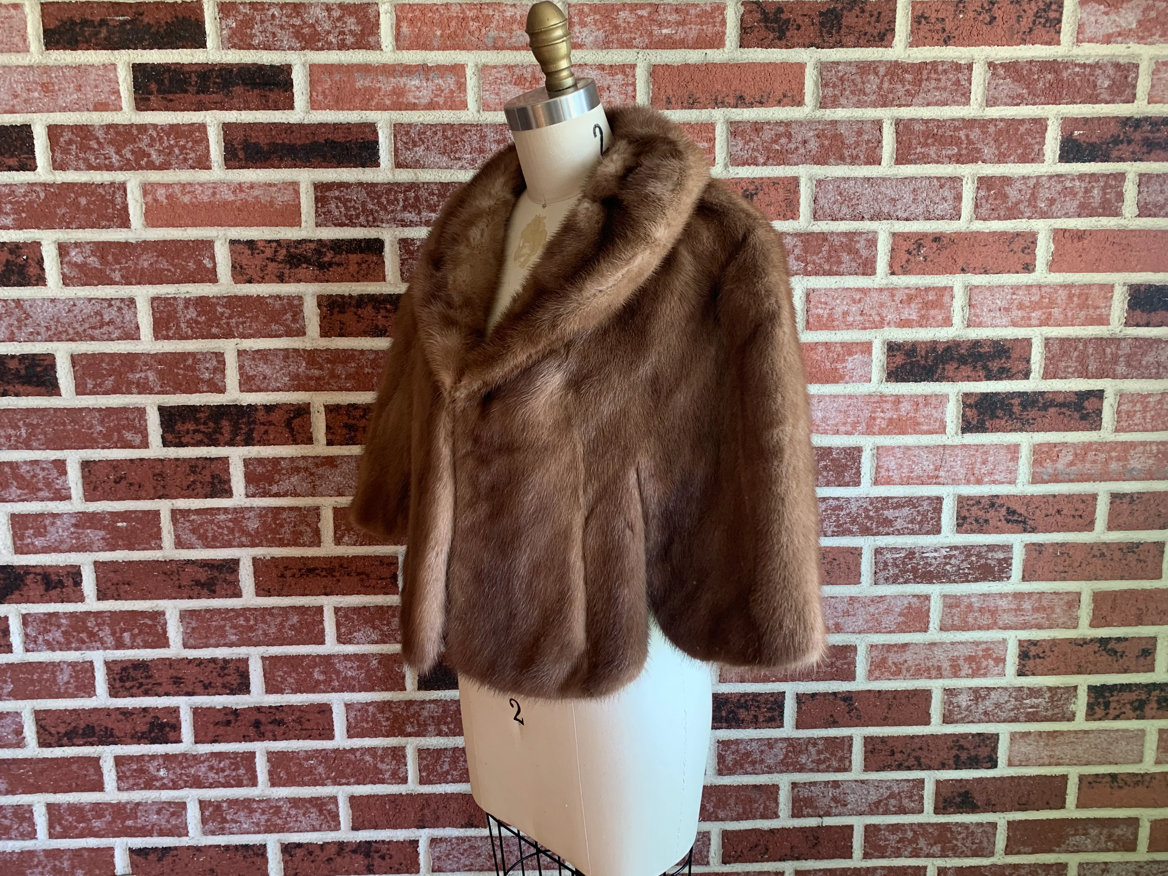 50s/60s Light Brown Bridal Wedding Mink Fur Cape Stole - Image 3