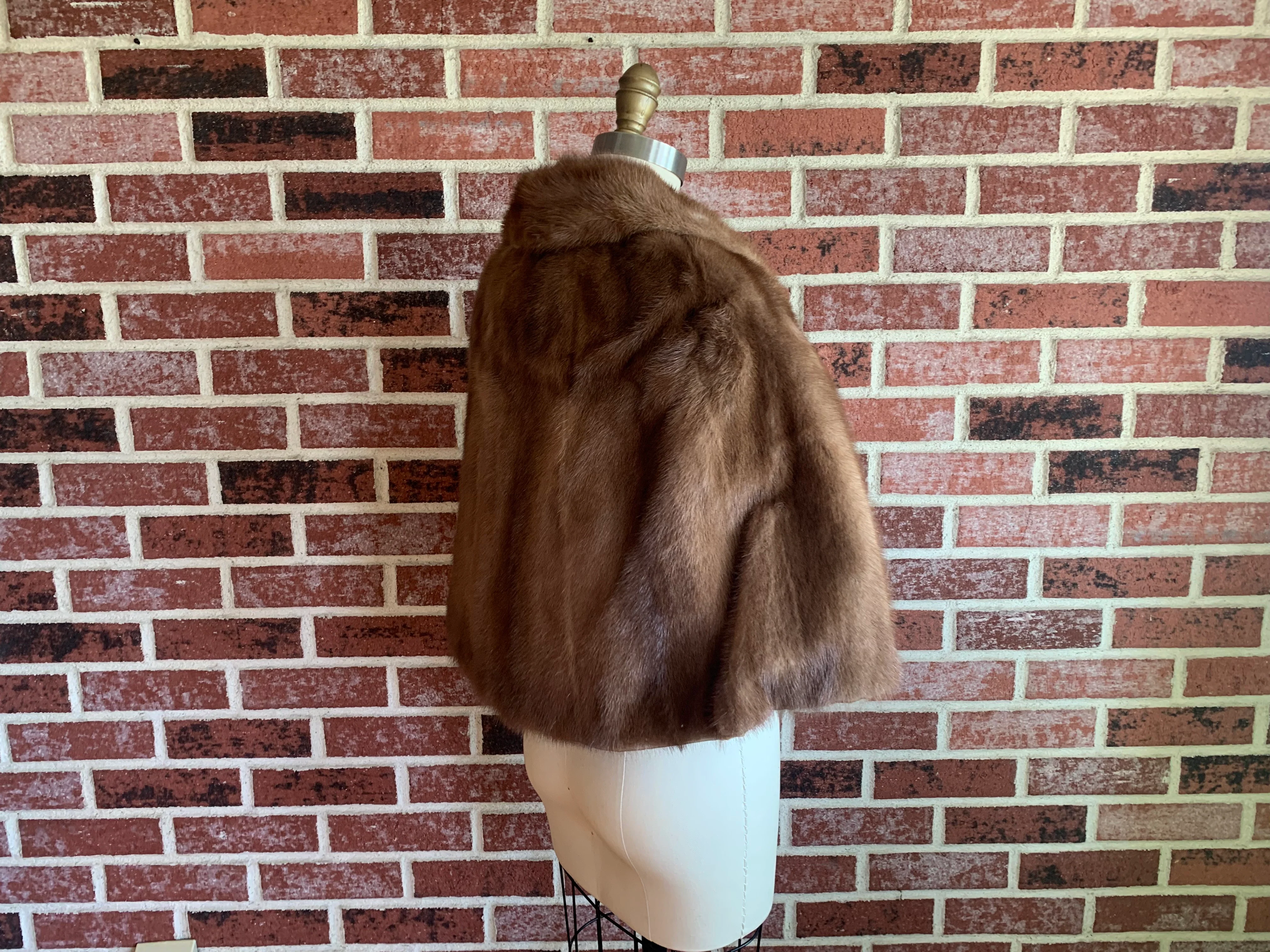 50s/60s Light Brown Bridal Wedding Mink Fur Cape Stole - Image 6