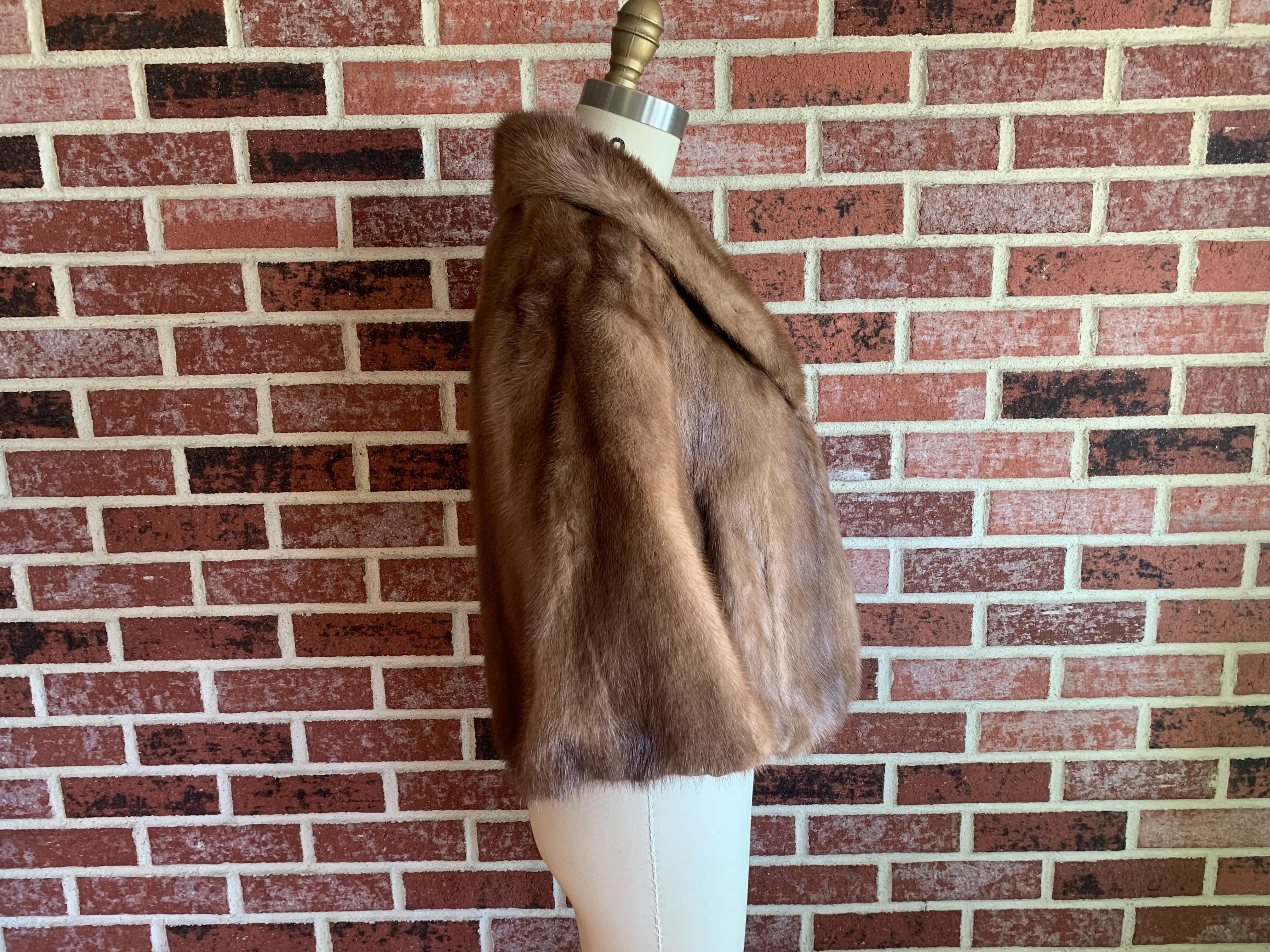 50s/60s Light Brown Bridal Wedding Mink Fur Cape Stole - Image 7