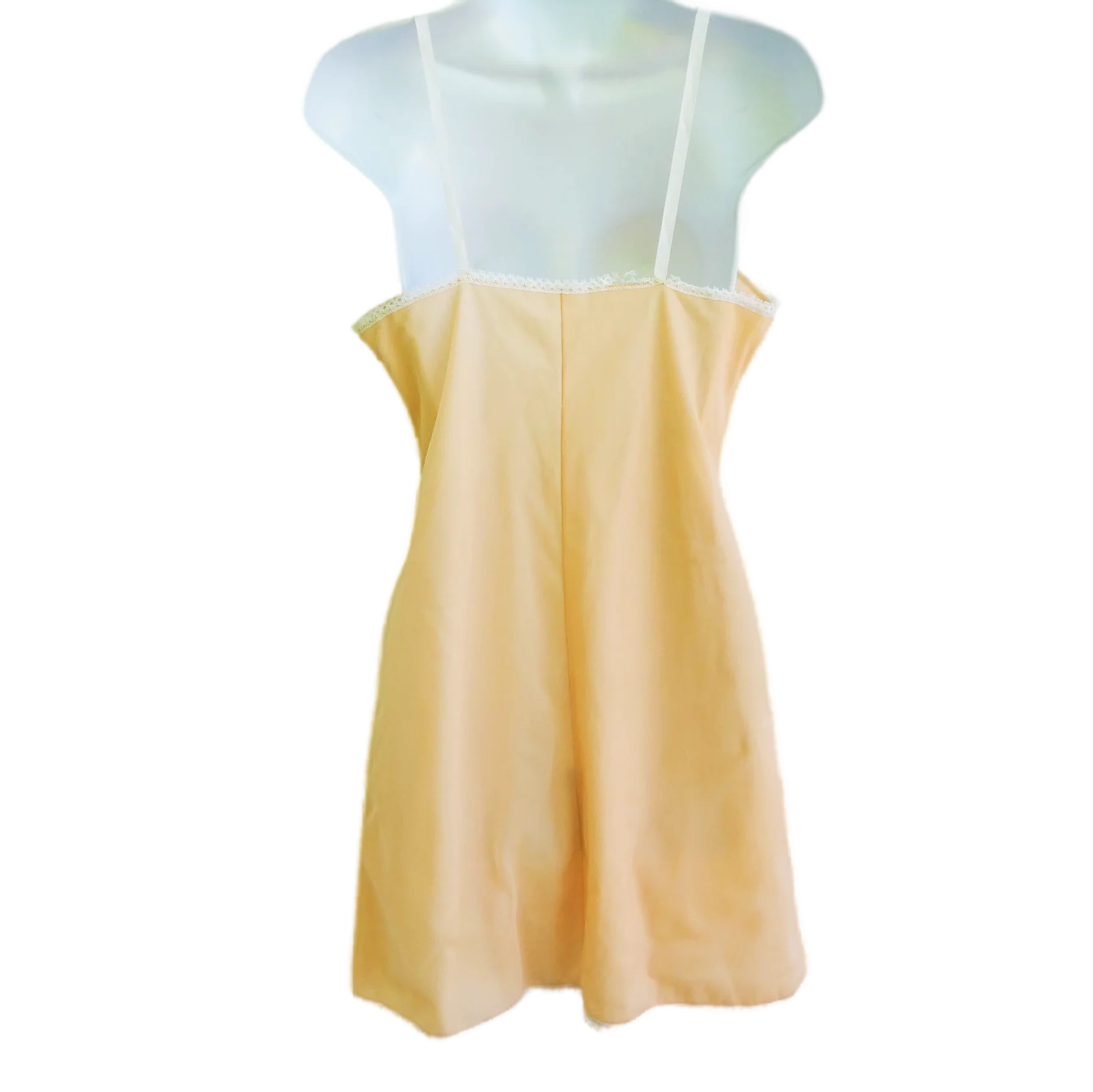 50s/60s Lingerie Nylon Slip Lace Panels Pinup Peach M - Image 4