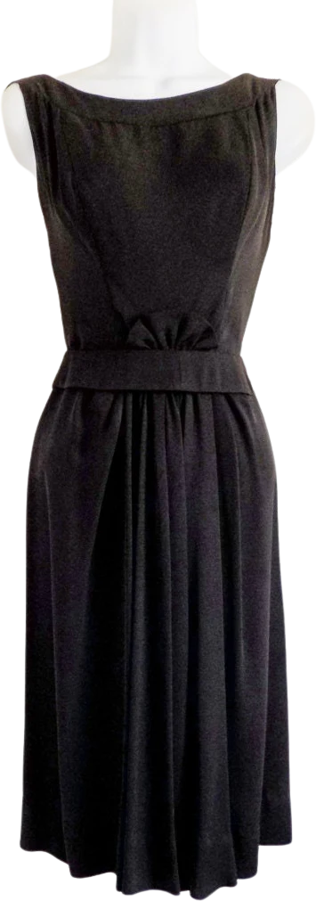 50s 60s Little Black Cocktail Dressmetal Zipper Silk Lined Distinctive Tailoring Small
