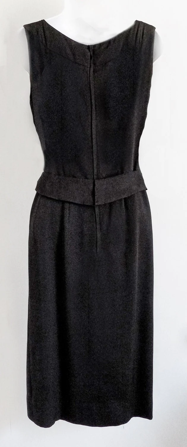 50s 60s Little Black Cocktail Dressmetal Zipper Silk Lined Distinctive Tailoring Small - Image 3
