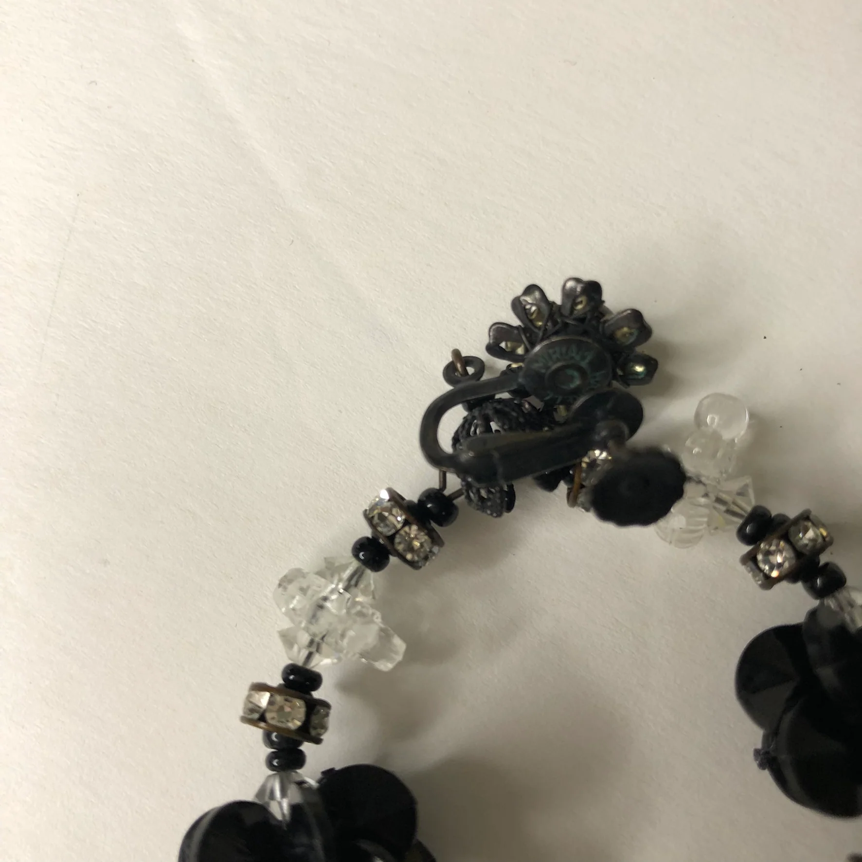 50s/60s Lucite Beads Rhinestones Chandelier Hoop Earrings By Miriam Haskell - Image 7