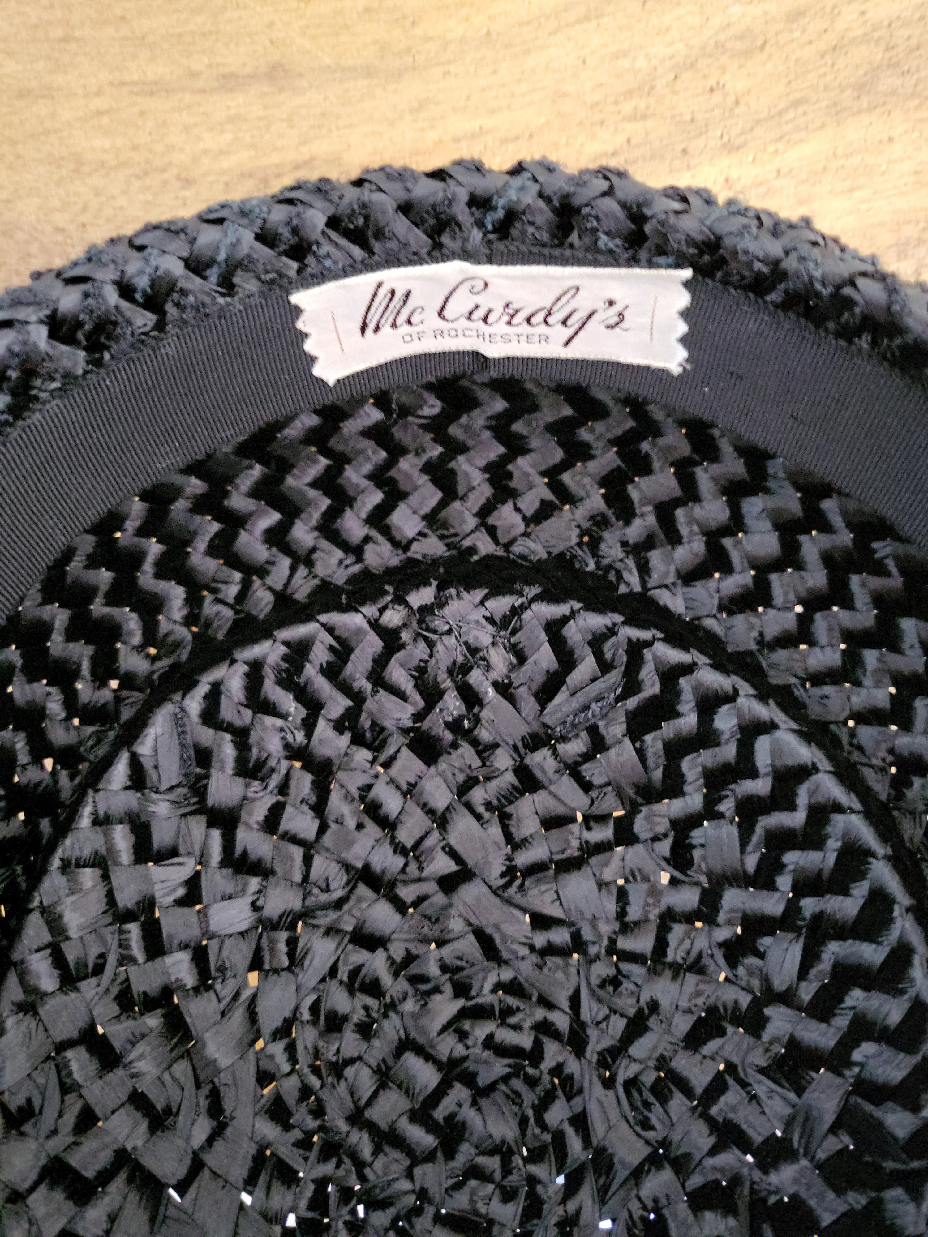 50s/60s Mcm Black Raffia Straw Pillbox Hat By Mccurdys - Image 8