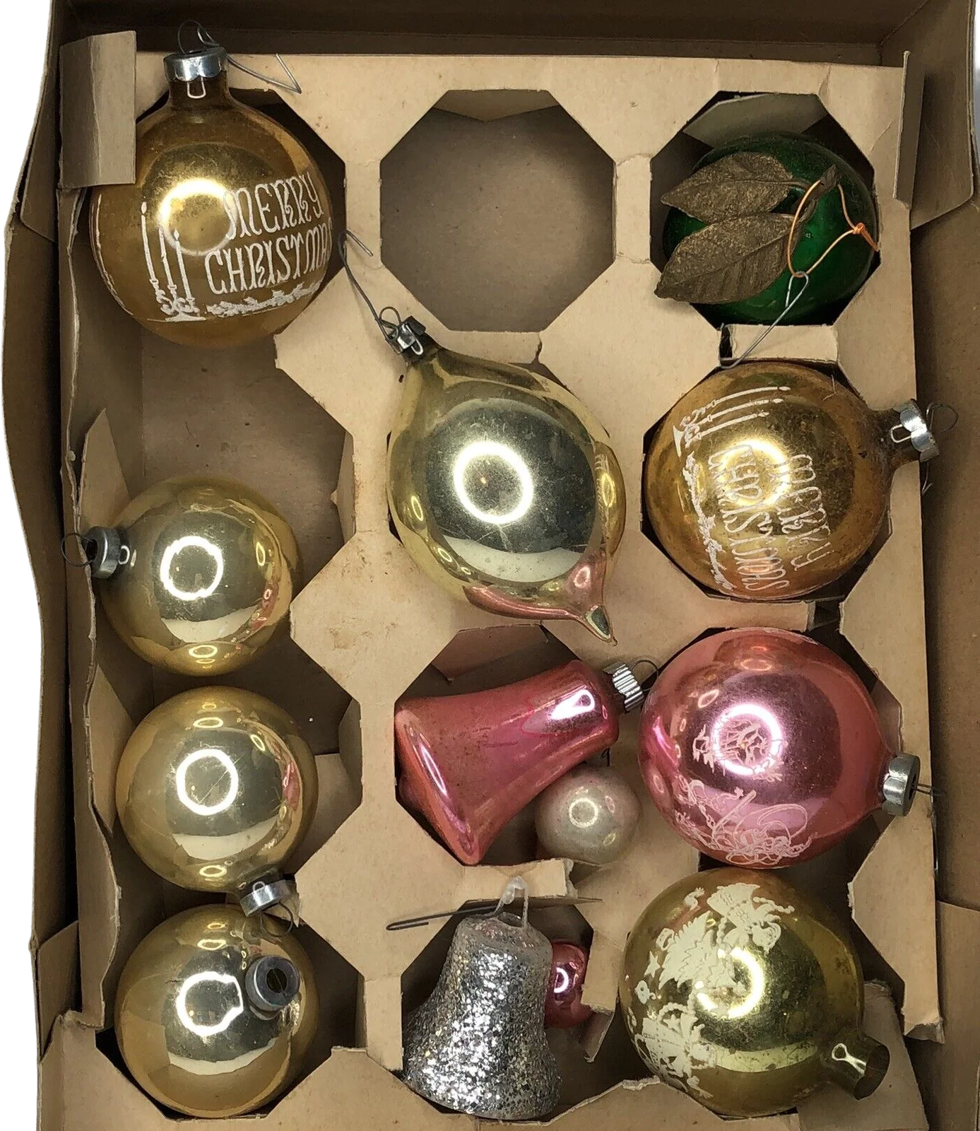 50s/60s Mcm Coby Glass Christmas Tree Ornaments Assorted