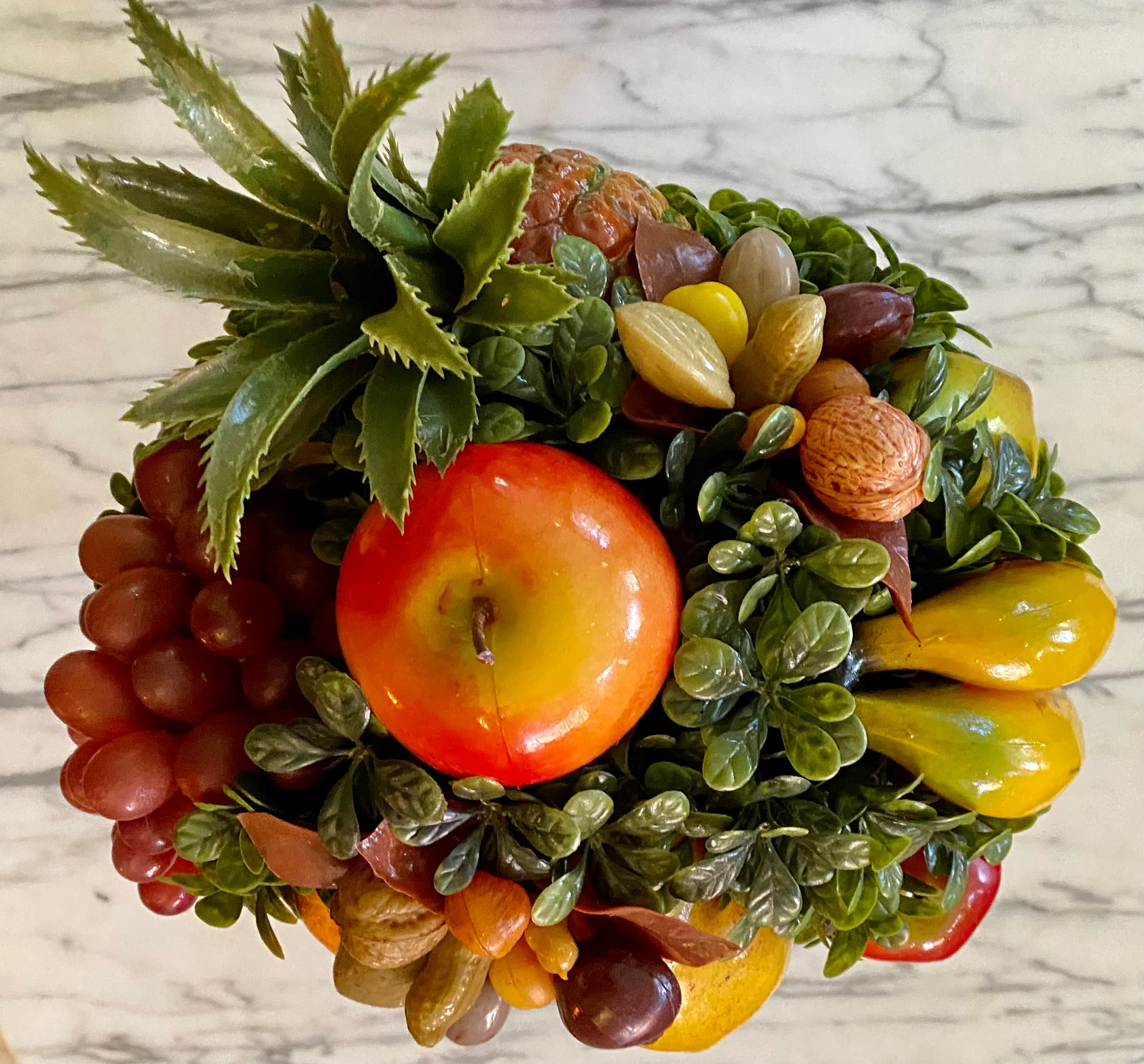 50s/60s Mcm Faux Fruit N Nut Basket Arrangement Decor Wax - Image 5
