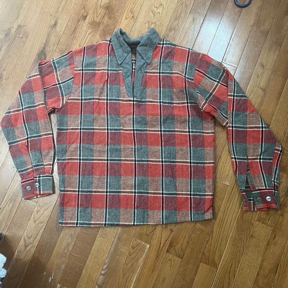 50s/60s Men's Wool Blend Flannel Shirt M By Sears Men's Shop - Image 4