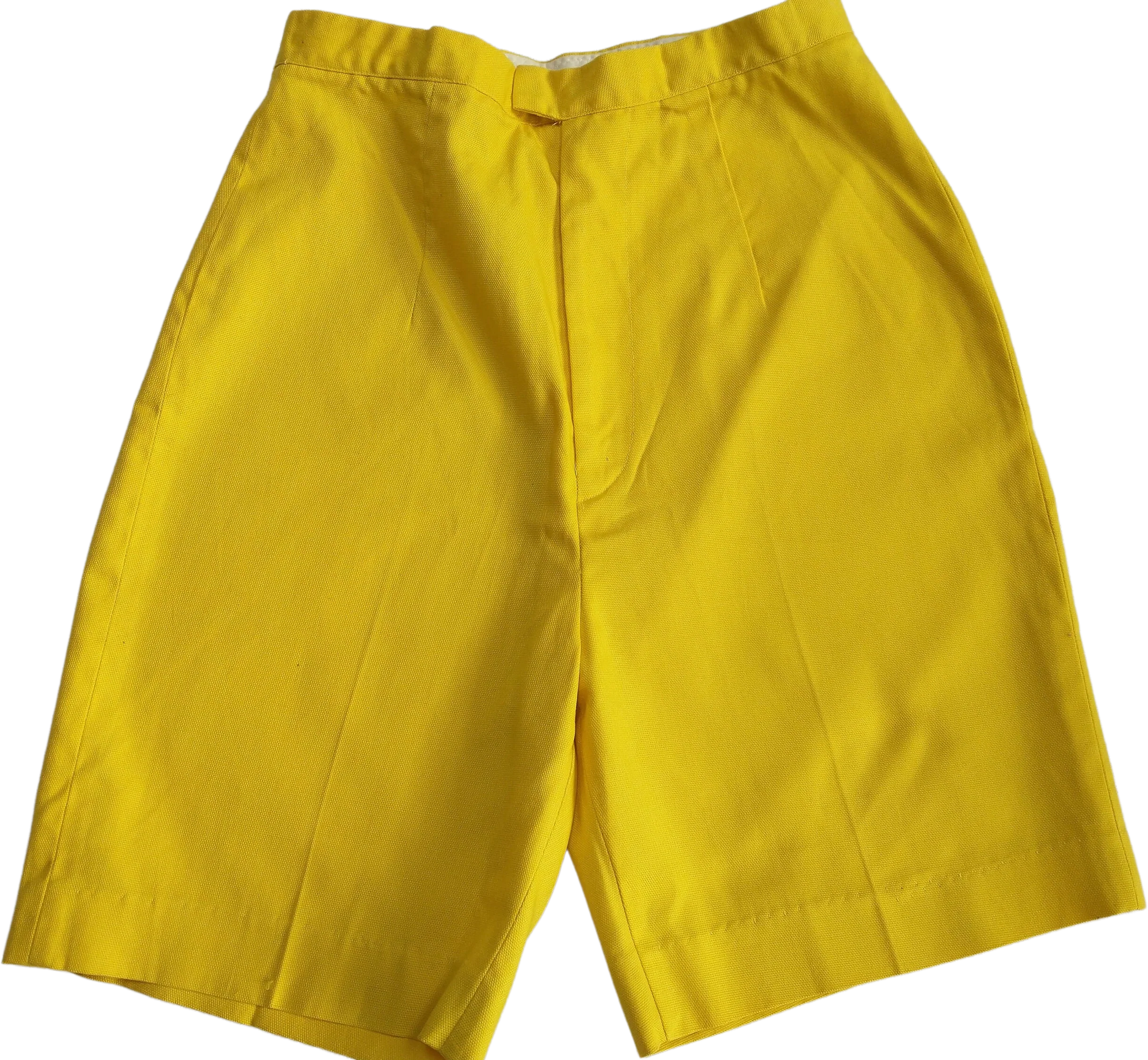 50s/60s Midcentury Yellow Summer Shorts Cotton High Waist Modest Above Knee Women's Small by Carol Brent