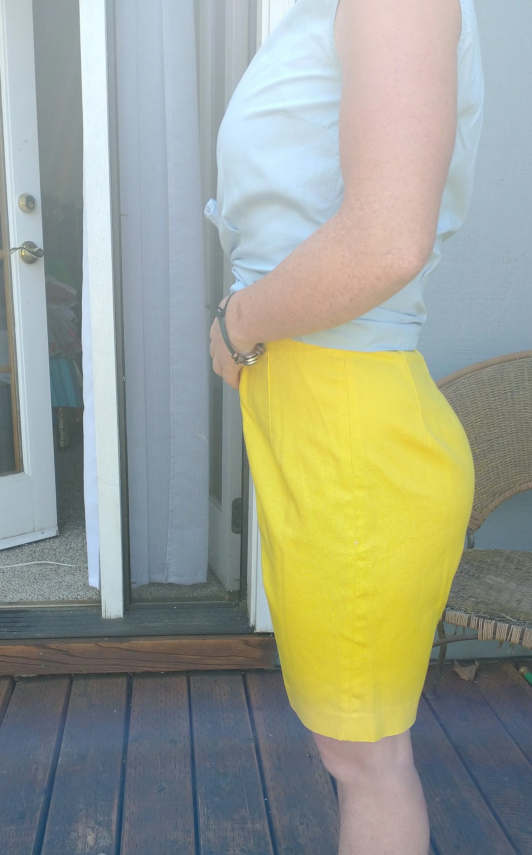 50s/60s Midcentury Yellow Summer Shorts Cotton High Waist Modest Above Knee Women's Small by Carol Brent - Image 3