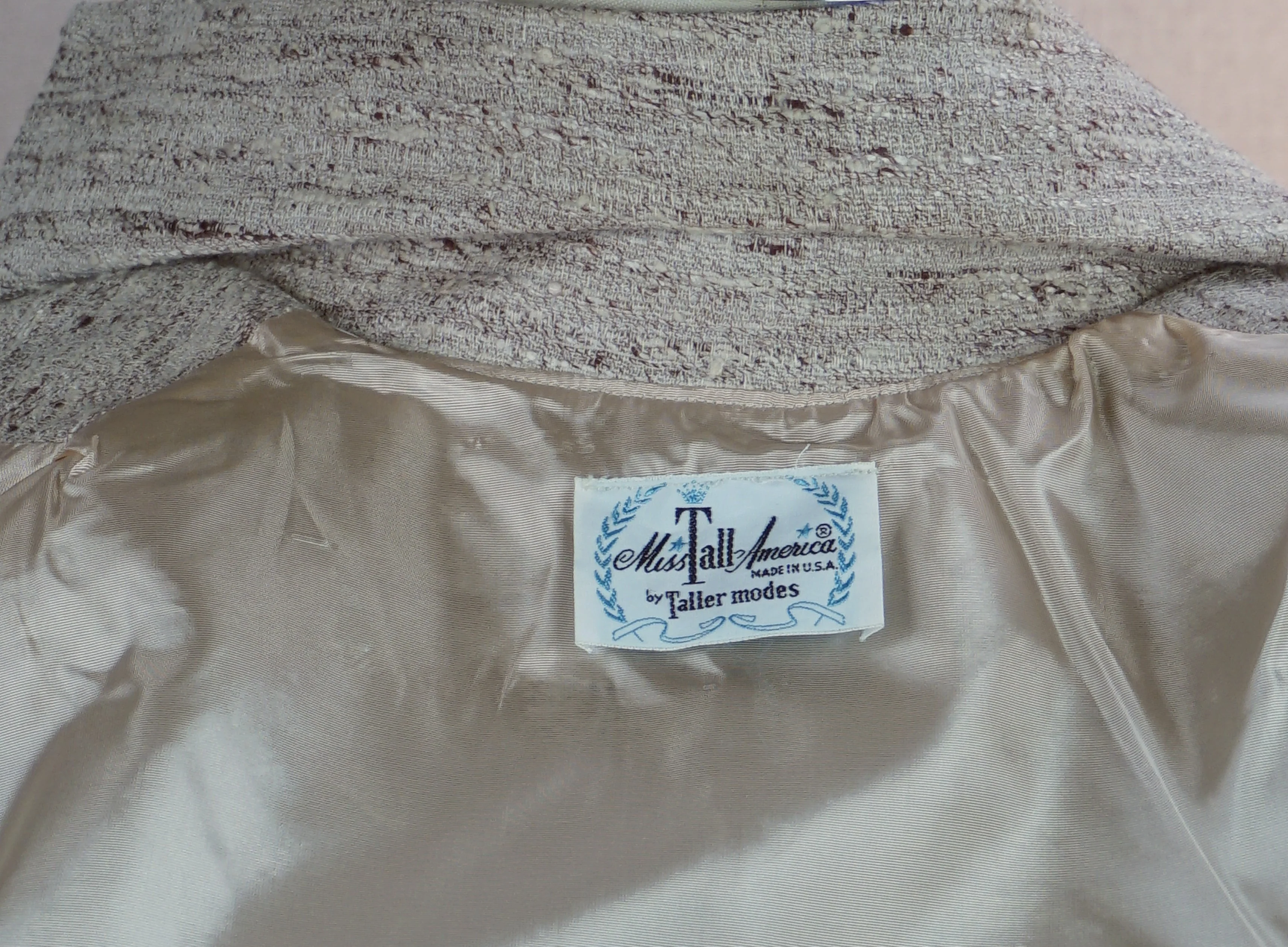50s/60s Midi Beige Nubby Dress And Jacket By Miss Tall America - Image 12