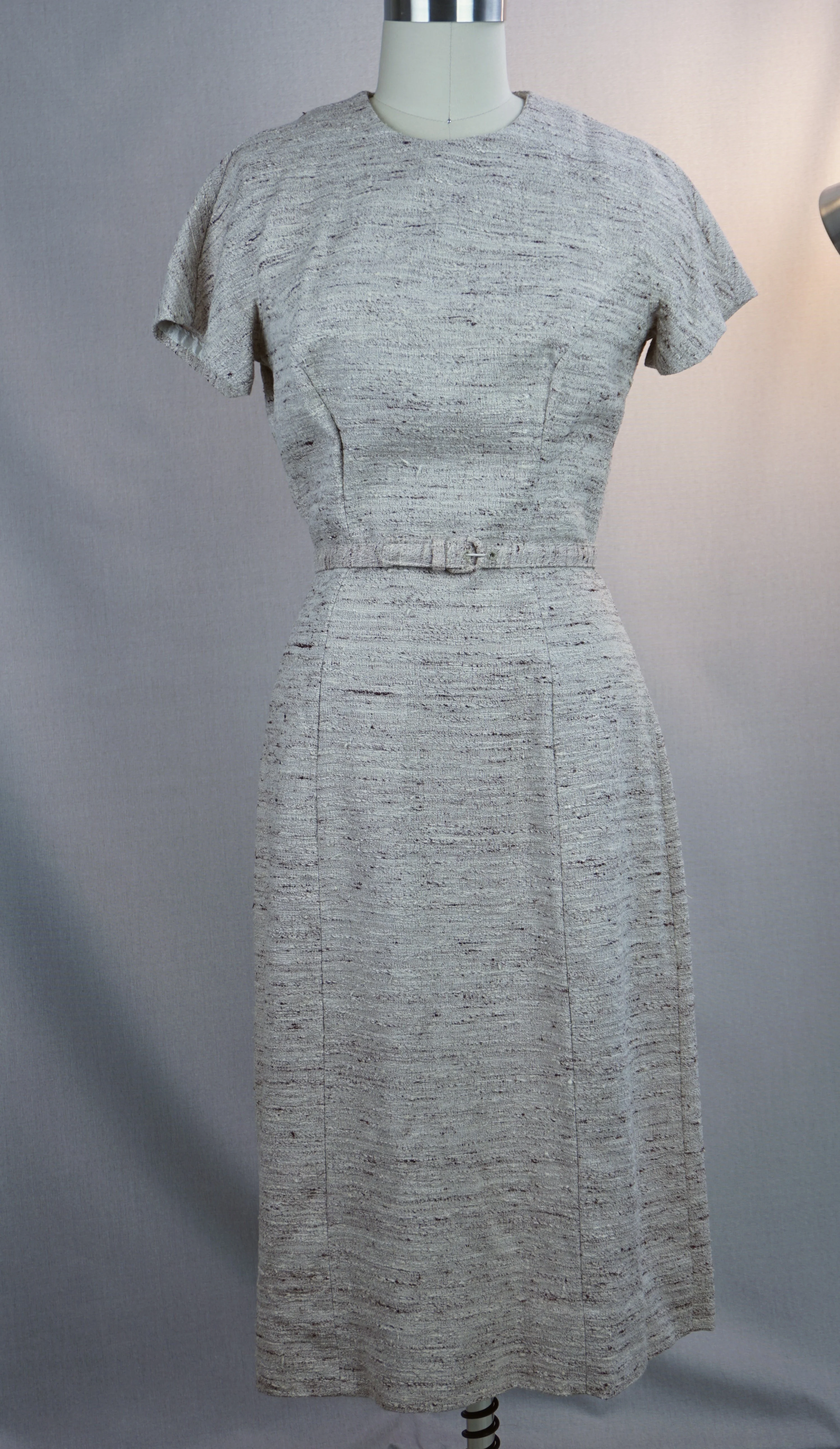 50s/60s Midi Beige Nubby Dress And Jacket By Miss Tall America - Image 3